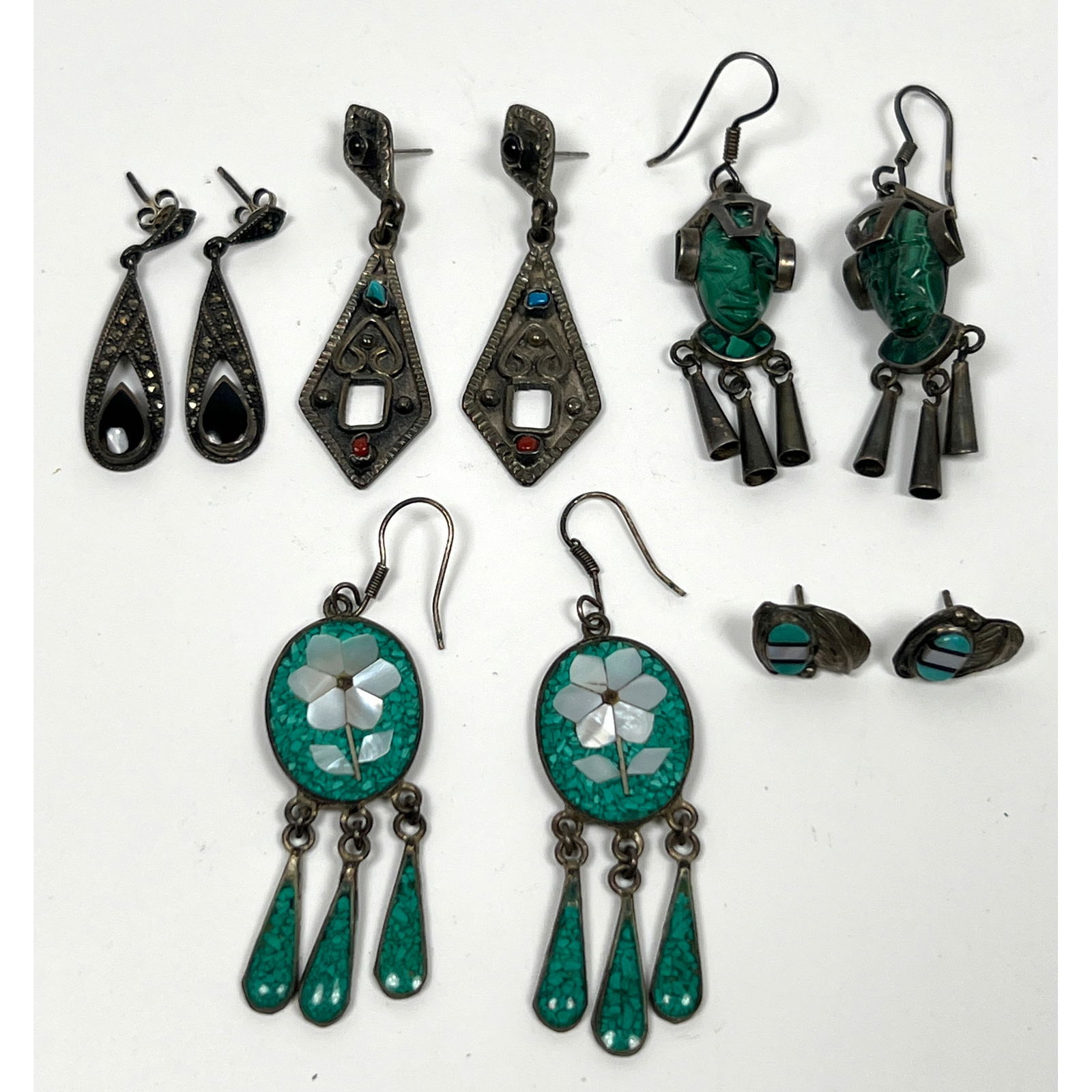 Mexican Sterling Earrings and small Pair Native American. (1 of 18)