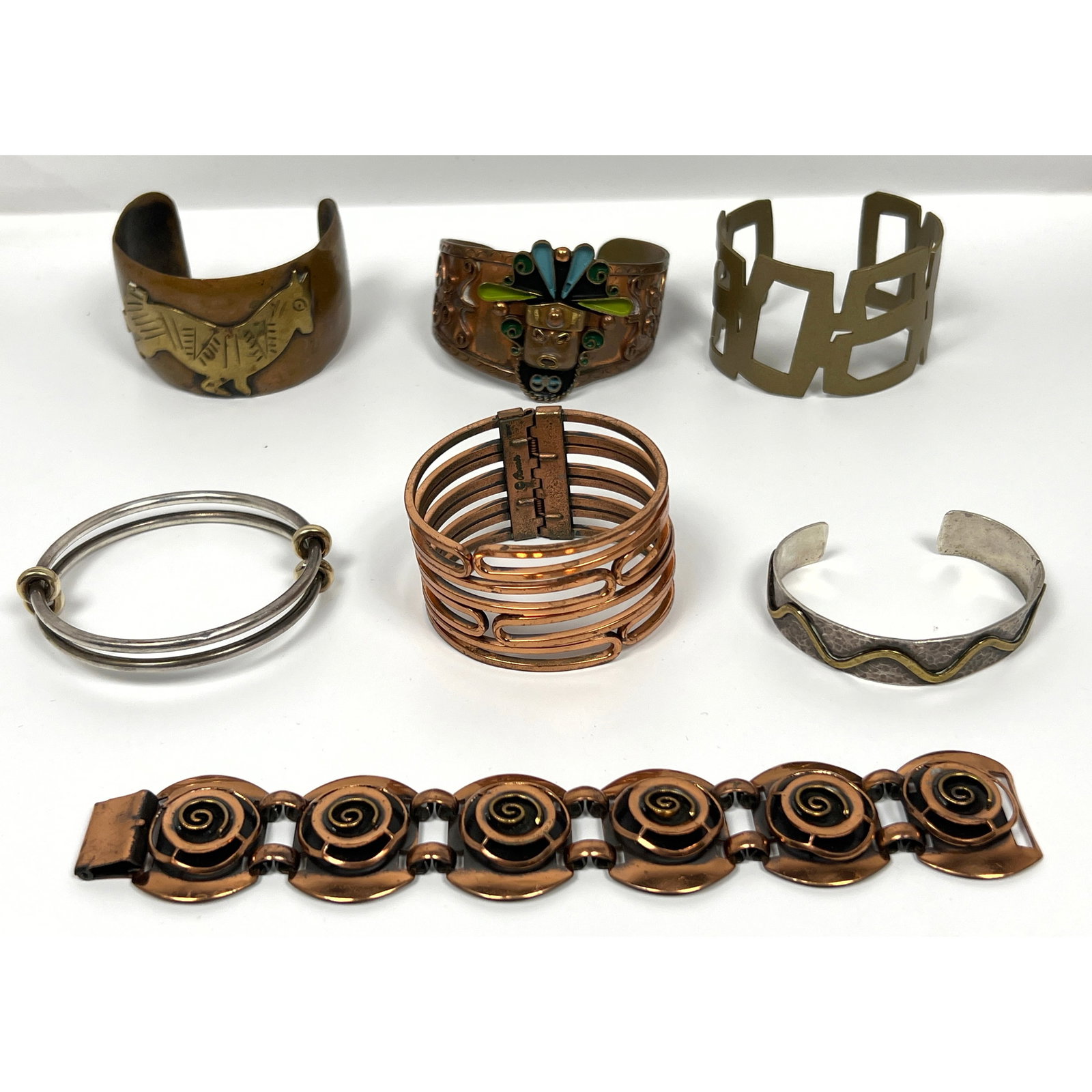 7pcs Collection Copper Jewelry. Renoir, Bracelet, Mexican, etc. (1 of 19)