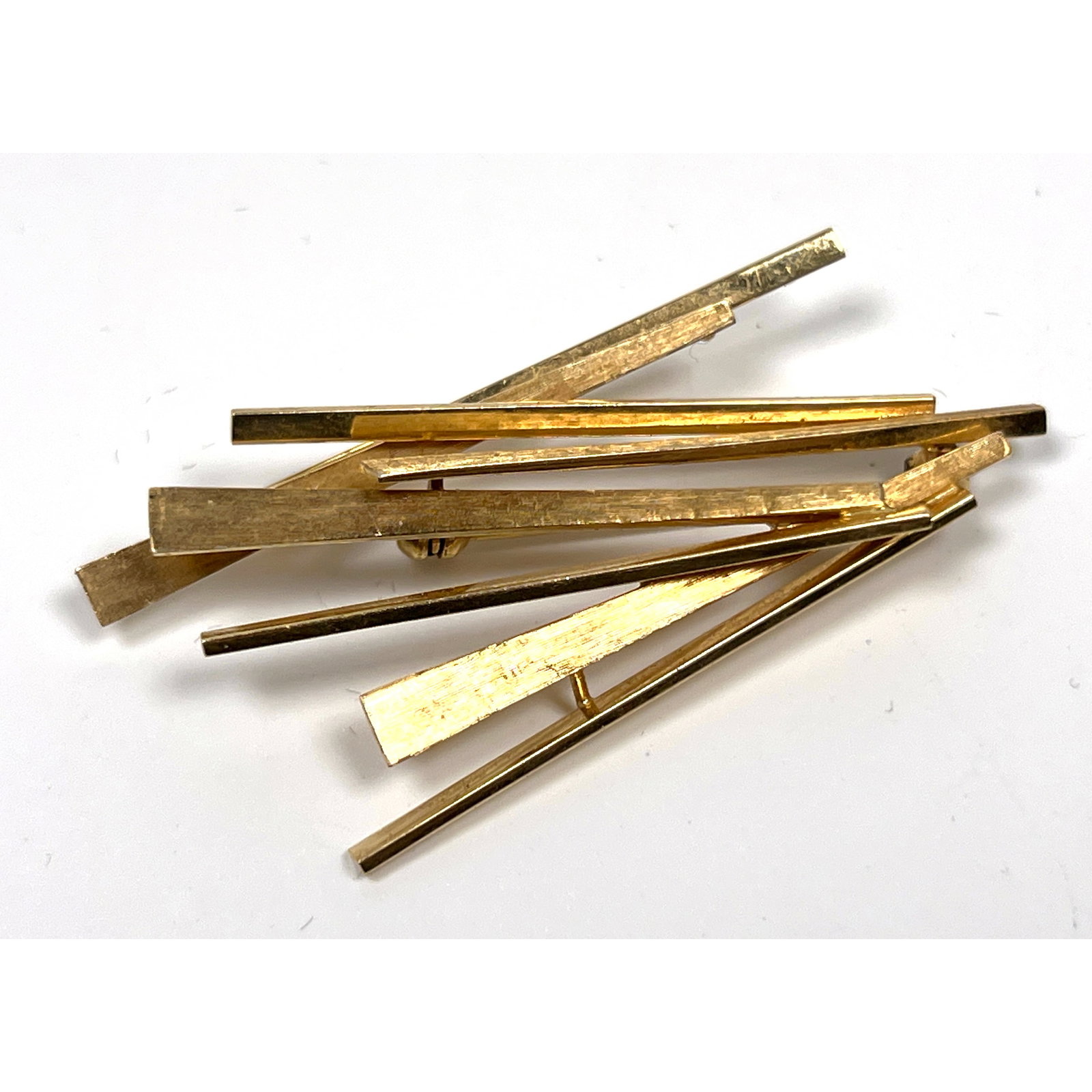 OLE LYNGAARD 14k Gold Modernist Brooch. Designed and Crafted in Copenhagen by Ole Lyngaard. Marked O (1 of 8)