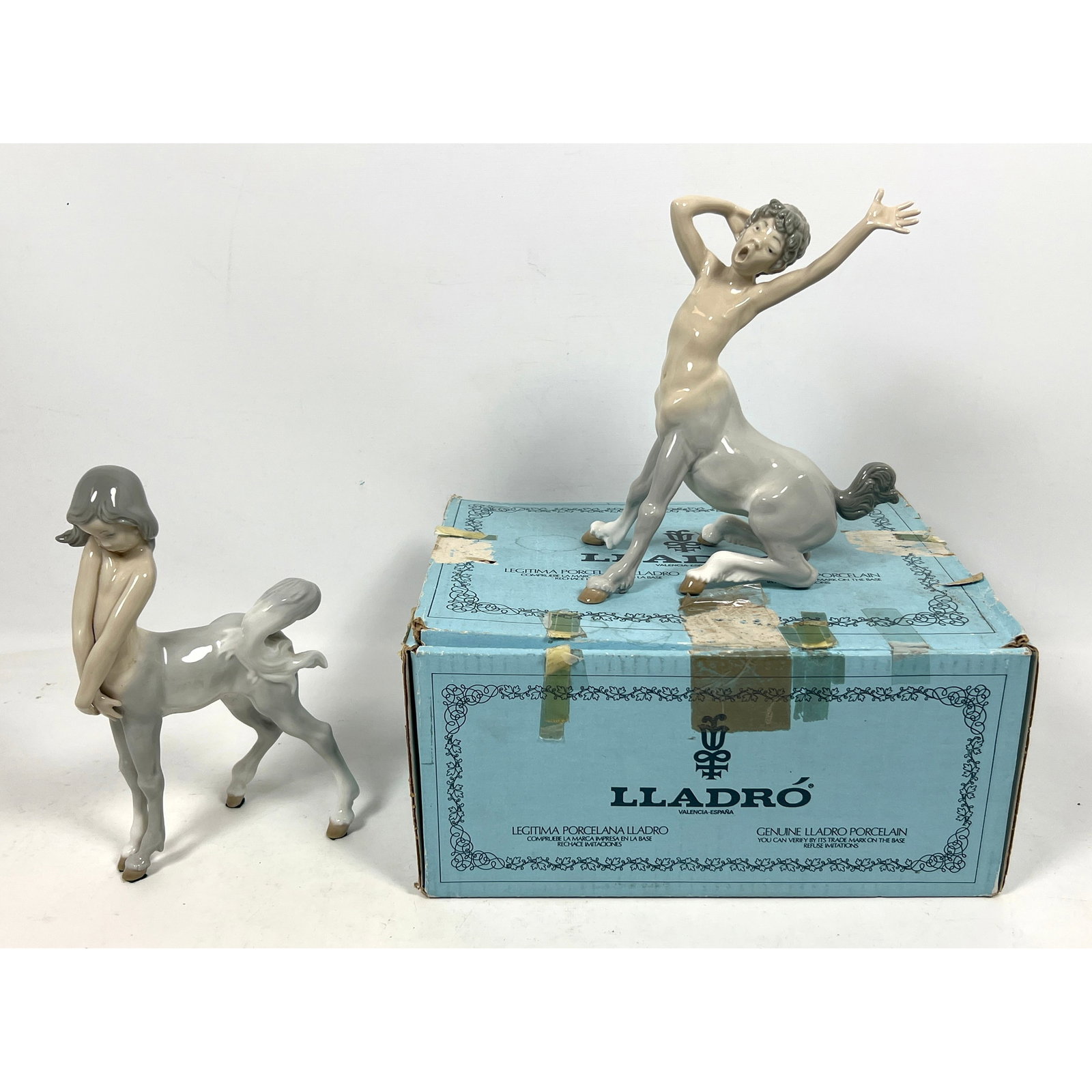2pcs Lladro porcelain figurines depicting centaurs. Centaur Boy (model 1013) and Centaur Girl (model (1 of 13)
