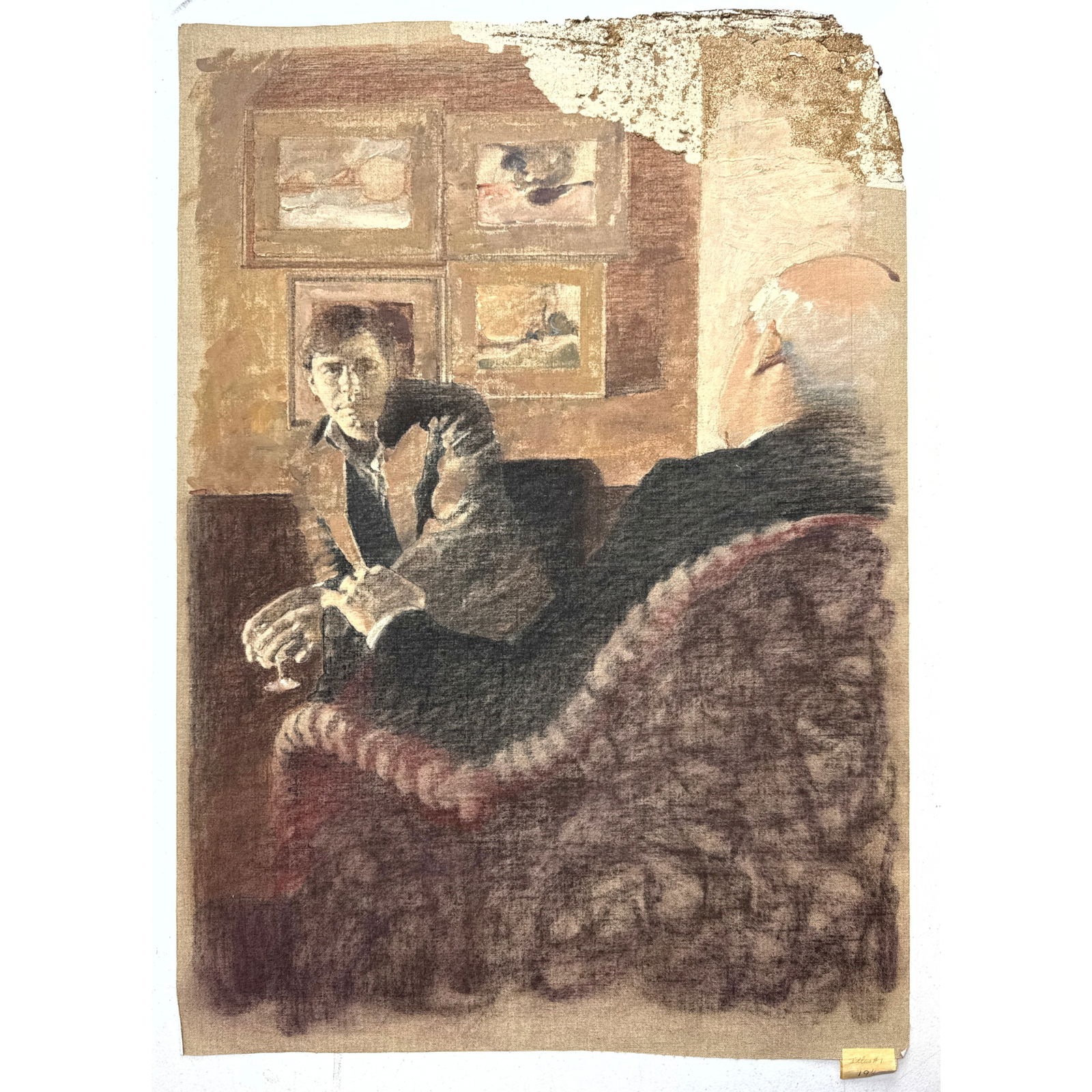 ROBERT HEINDEL Original Painting on unstretched canvas. Unsigned. For Philip Roth THE GHOST WRITER F (1 of 14)