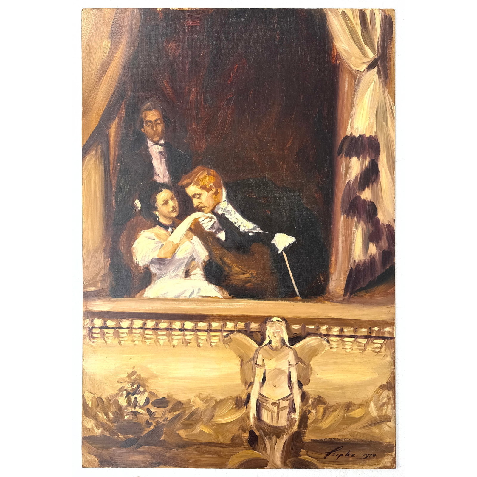 MALCOLM LIEPKE Original Painting on Hardboard. Signed 1978. For the book MADAME BOVARY by GUSTAVE FL: MALCOLM LIEPKE Original Painting on Hardboard. Signed 1978. For the book MADAME BOVARY by GUSTAVE FLAUBERT Franklin Library. Acquired From the Franklin Mint archives, originally produced for their lea