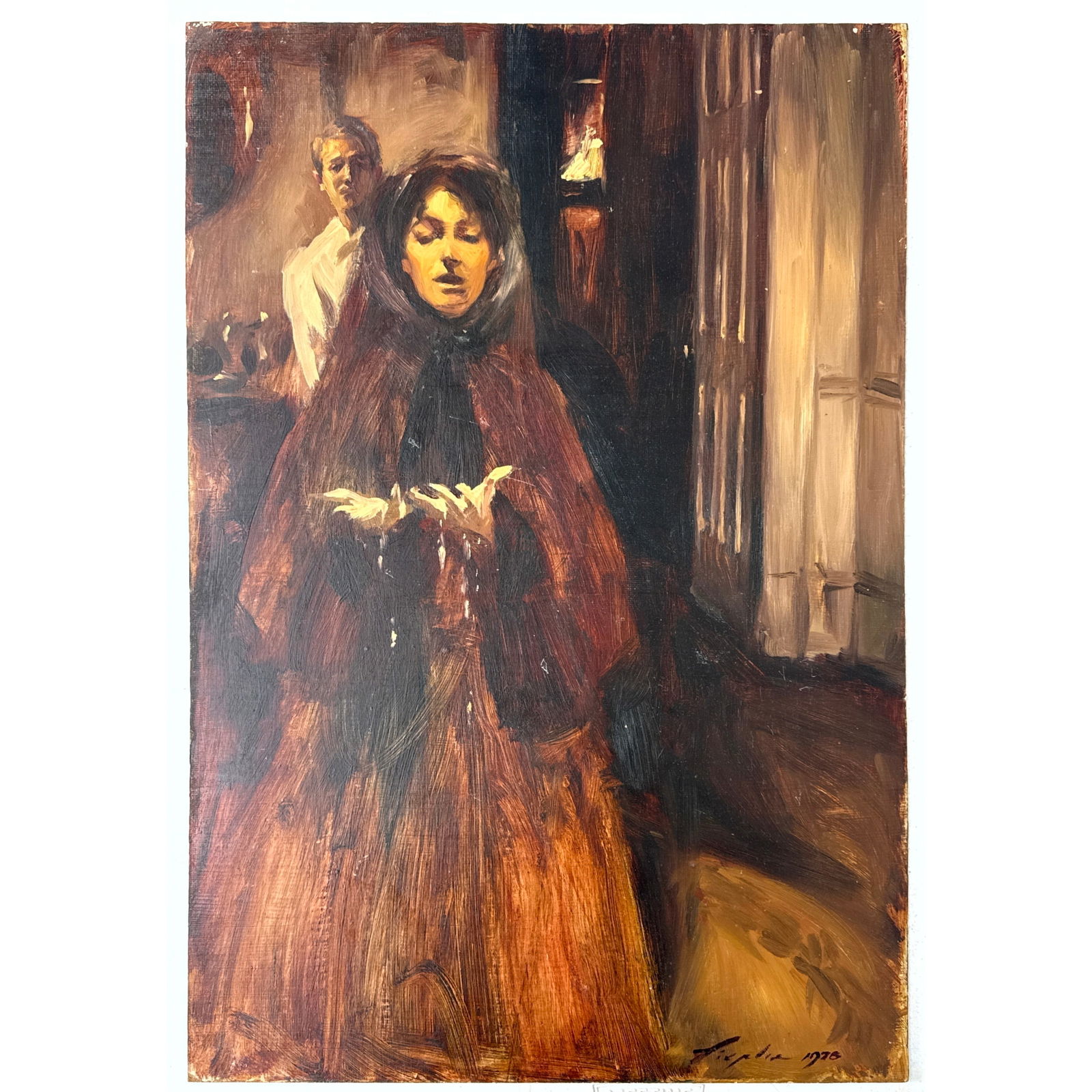 MALCOLM LIEPKE Original Painting on Hardboard. Signed 1978. For the book MADAME BOVARY by GUSTAVE FL: MALCOLM LIEPKE Original Painting on Hardboard. Signed 1978. For the book MADAME BOVARY by GUSTAVE FLAUBERT Franklin Library. Acquired From the Franklin Mint archives, originally produced for their lea