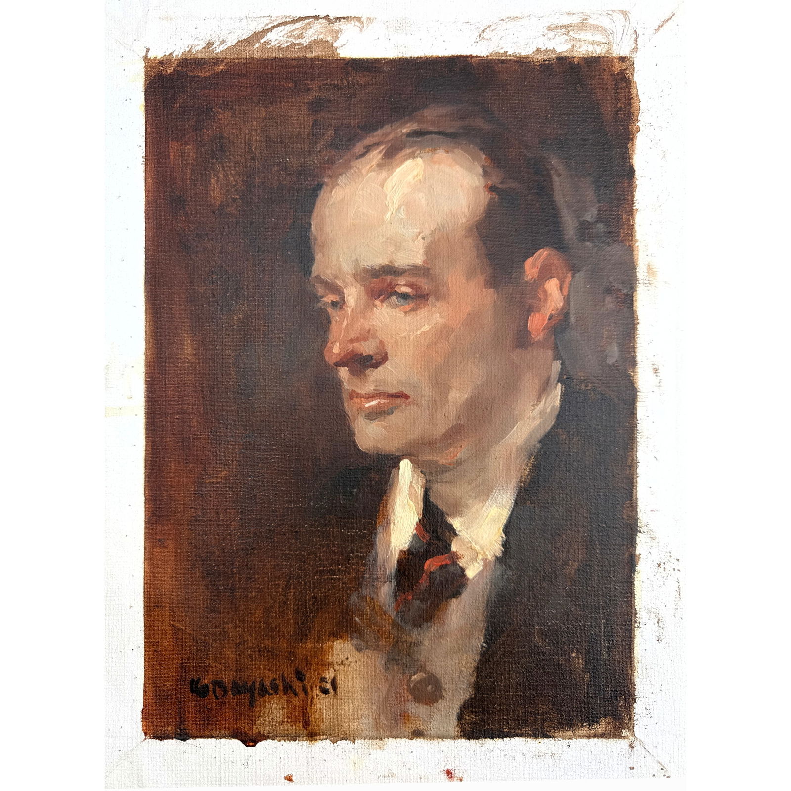 MILT KOBIASHI portrait painting of H.H. Munro author of the book Saki. Original painting. Signed. On (1 of 7)