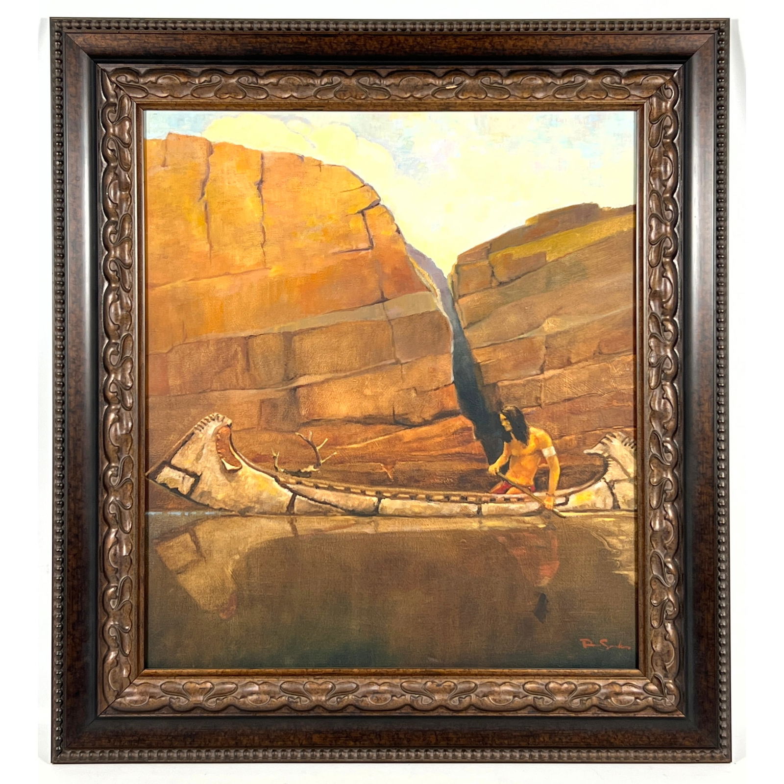 Ross Sachs Painting on Canvas Autumn (Waiting) In the Manner of N.C. Wyeth. Canvas mounted on stret (1 of 8)