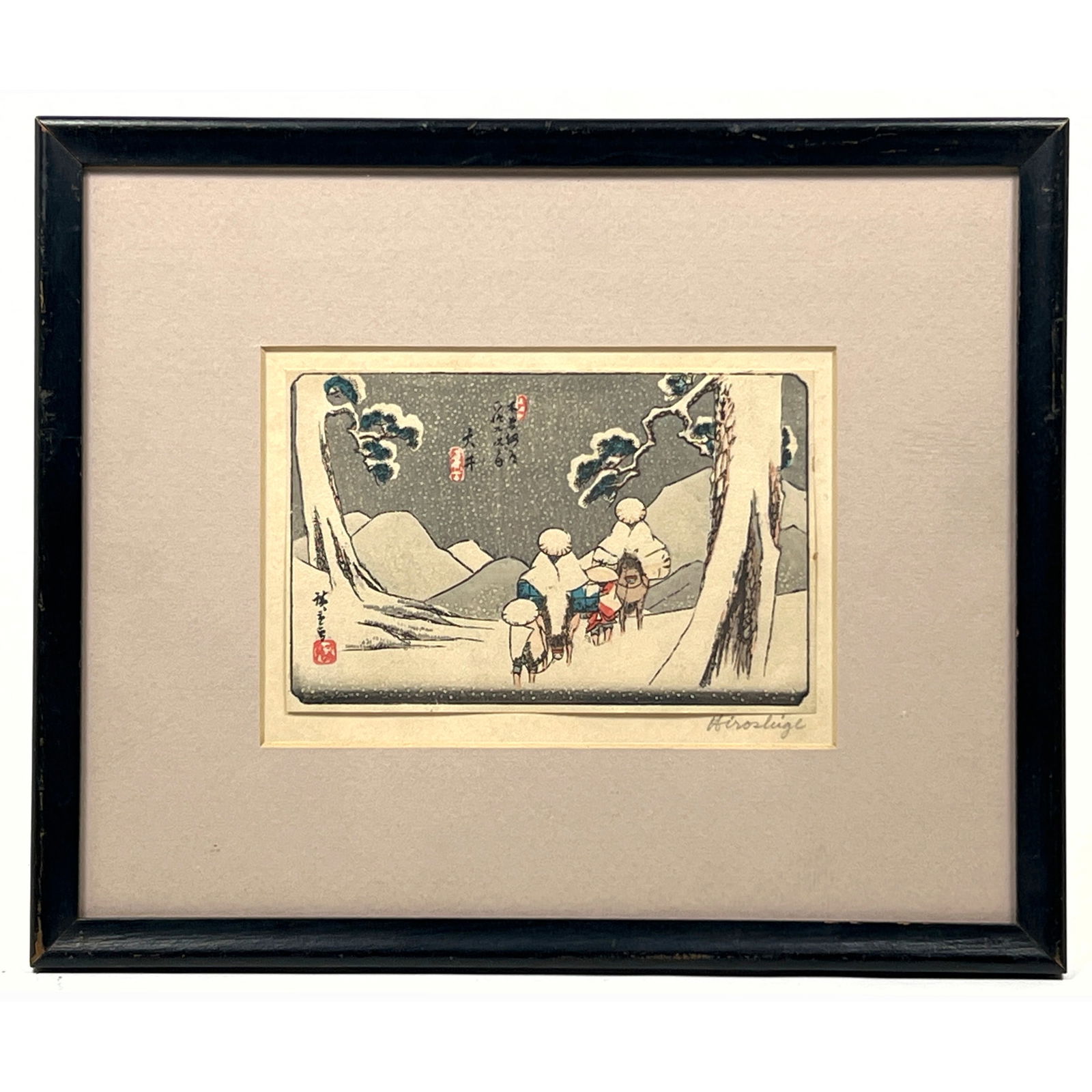 Utagawa Hiroshige Japanese Woodblock Print. Winter scene. (1 of 10)