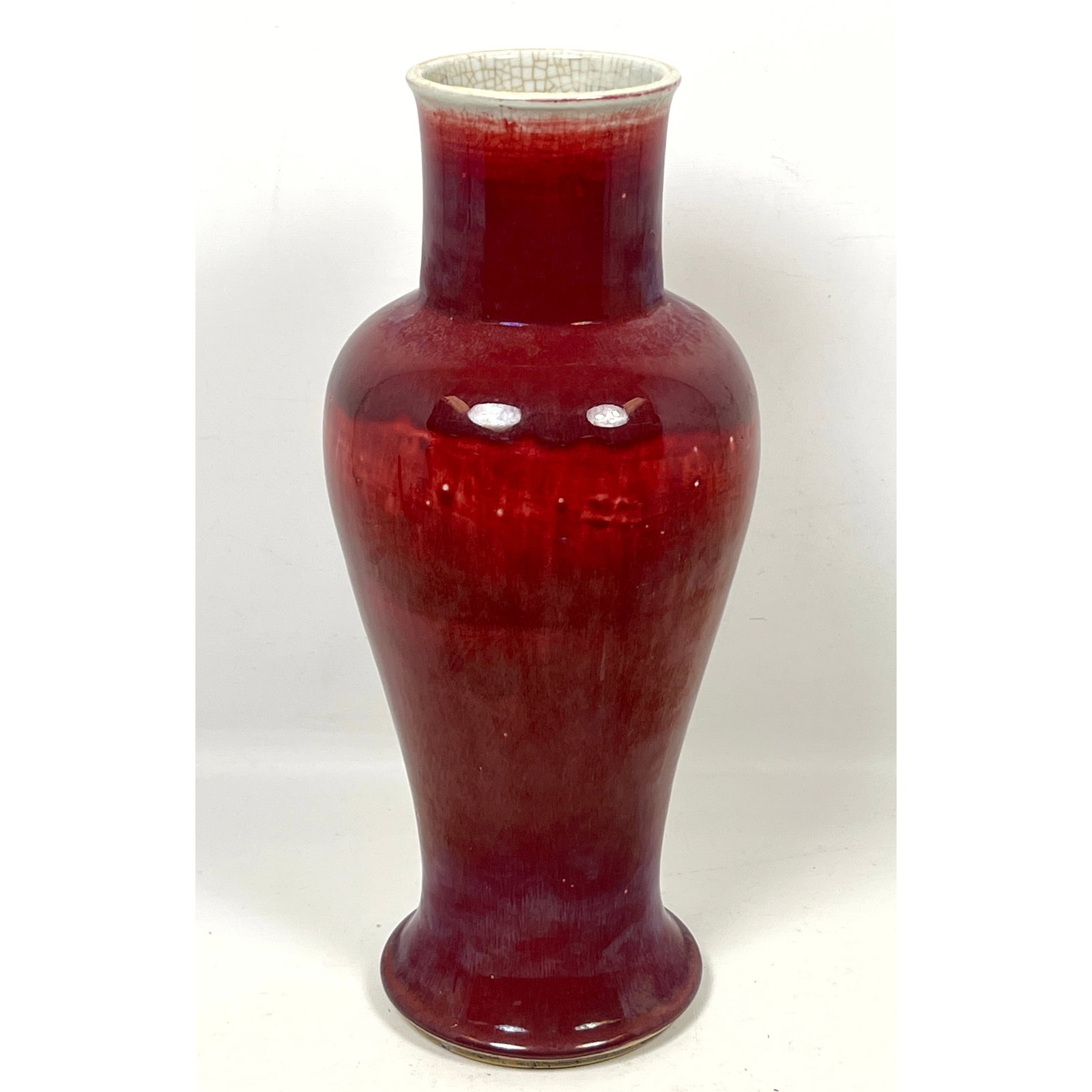 Chinese ceramic vase of baluster form, featuring a tapering neck, flared rim, and splayed foot. (1 of 10)