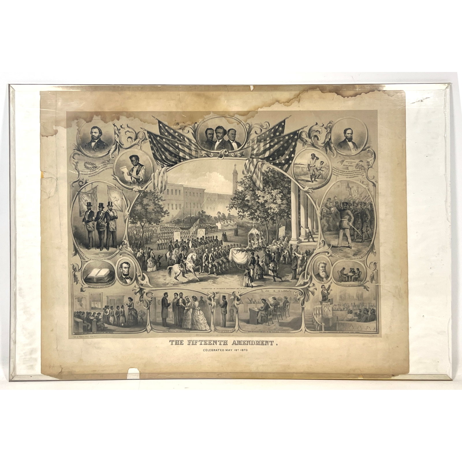 19th century commemorative lithograph Titled The Fifteenth Amendment The work is based on an origina (1 of 13)