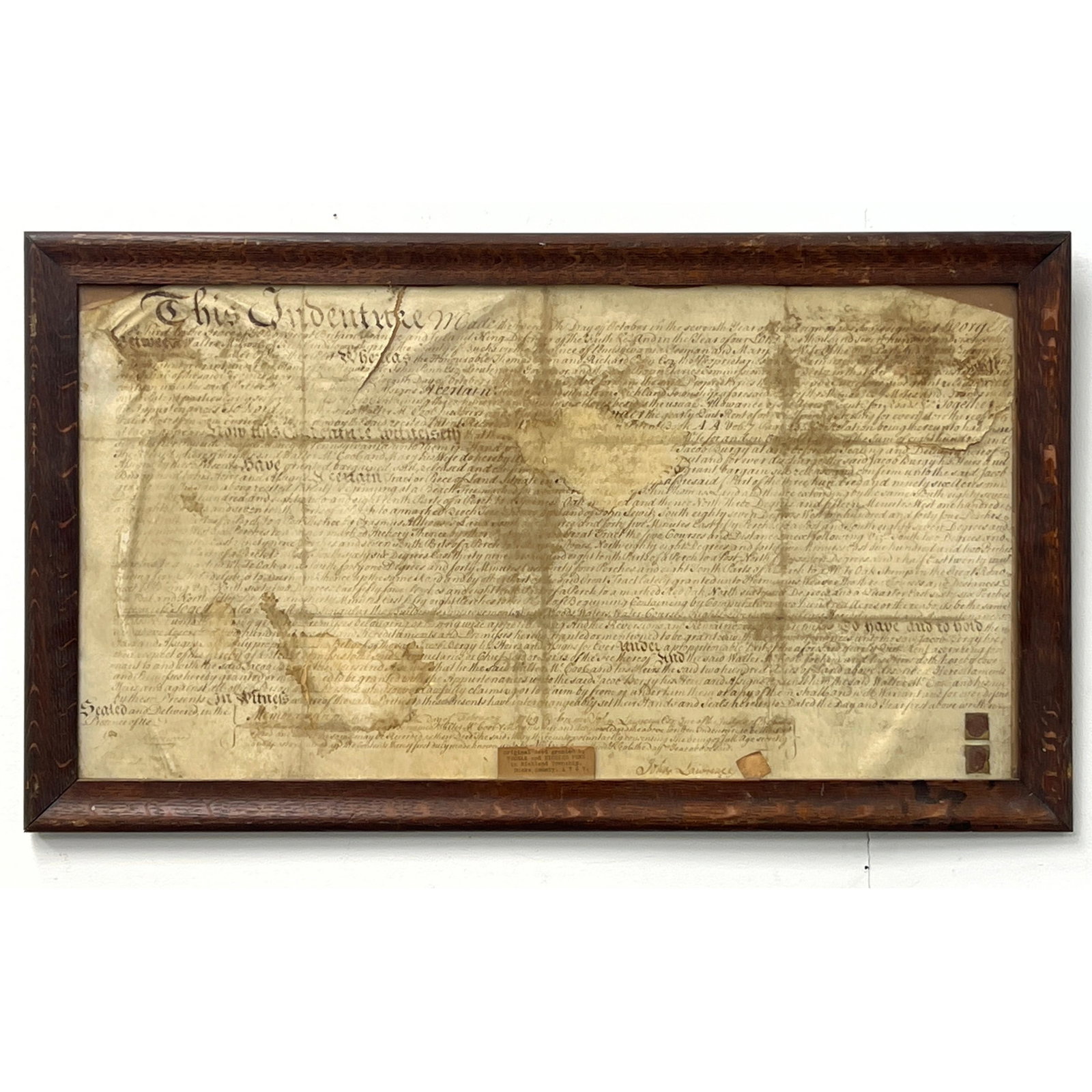 An original 18th-century deed, dated 1767, granted by Thomas and Richard Penn for property in Richla (1 of 11)