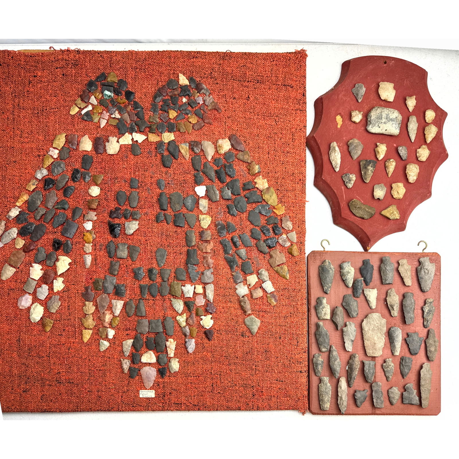 3pc Native American arrowhead displays. The largest display features over 150 flaked stone artifacts (1 of 8)