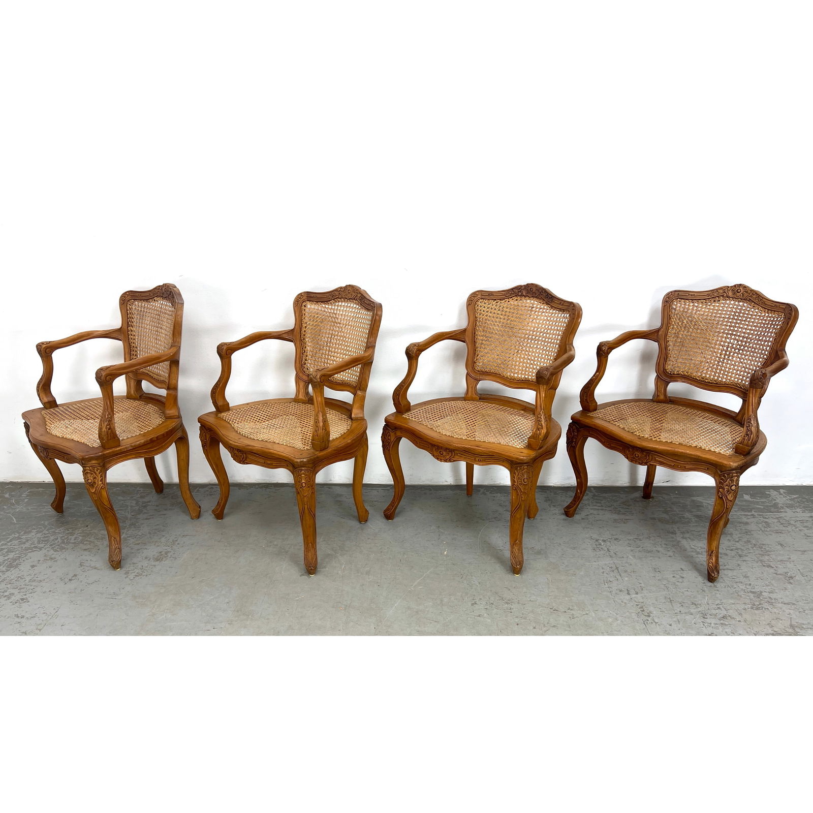 Set 4 Louis XV Style French Arm Chairs. Carved frames. Marie Alberts French and Country Furniture La (1 of 19)