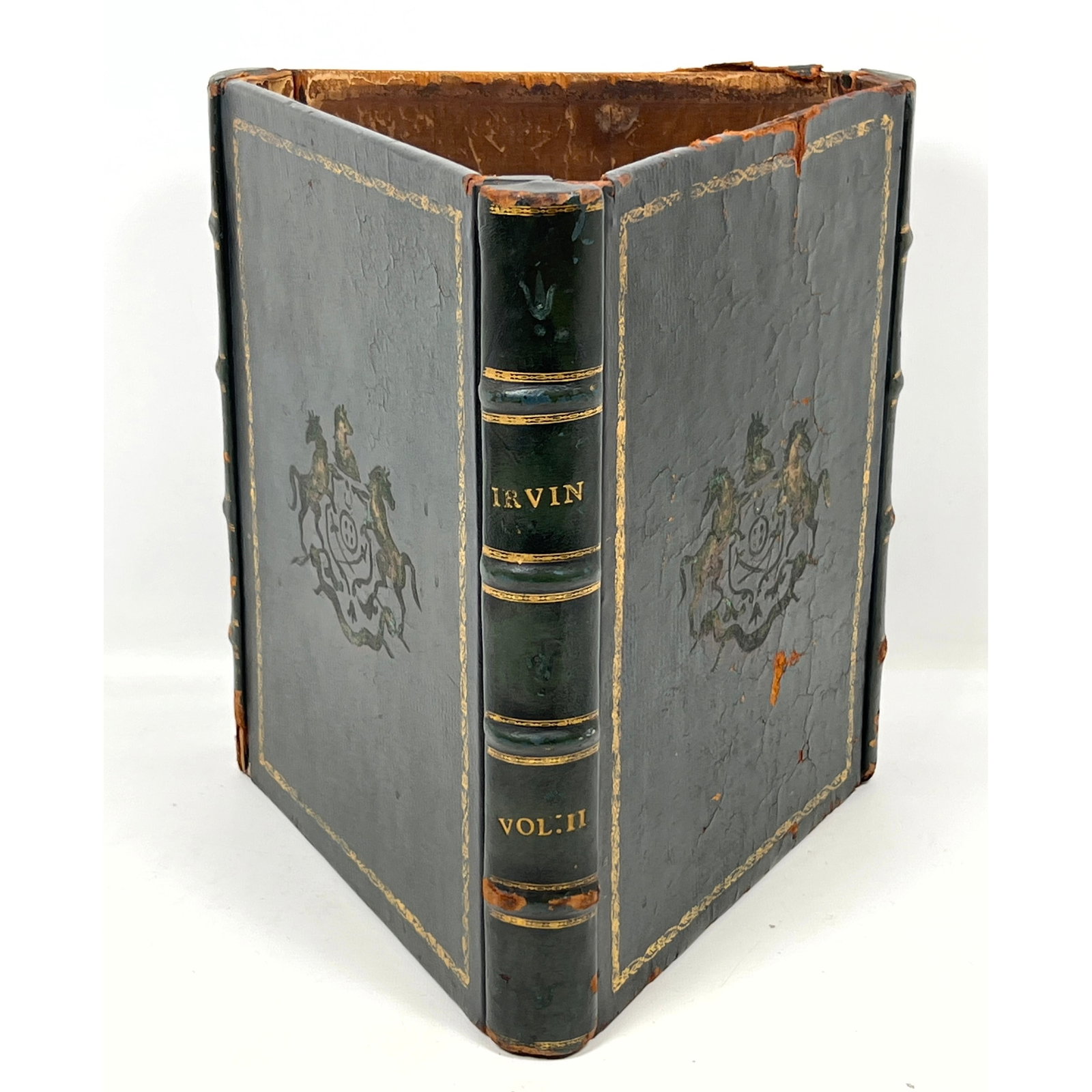 Embossed Leather Faux Book Cachepot Waste Can. (1 of 10)