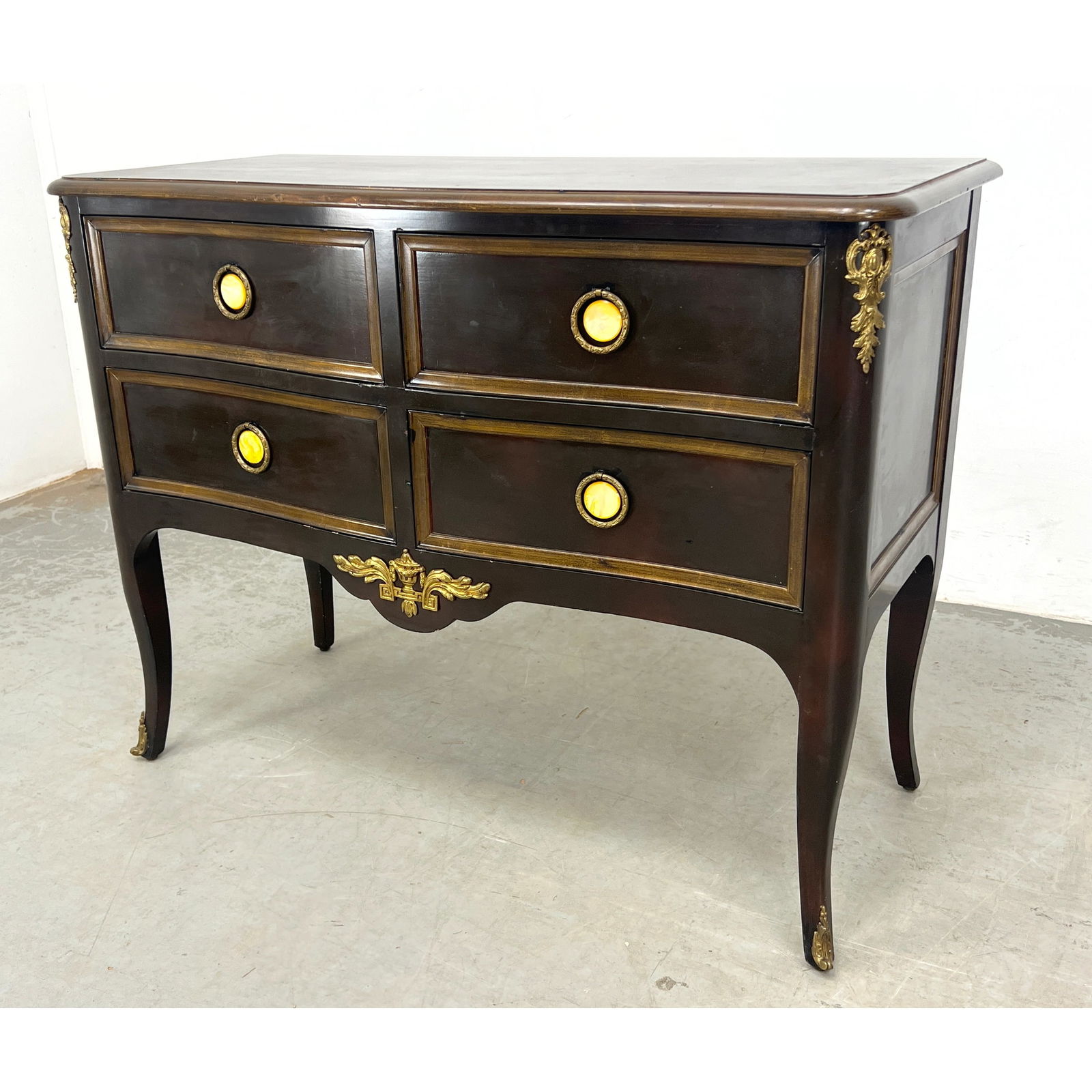 KARGES Louis XV Style 4 Drawer Commode Server. Ormolu and Gilt Panel trim. Metal Tag. (1 of 10)