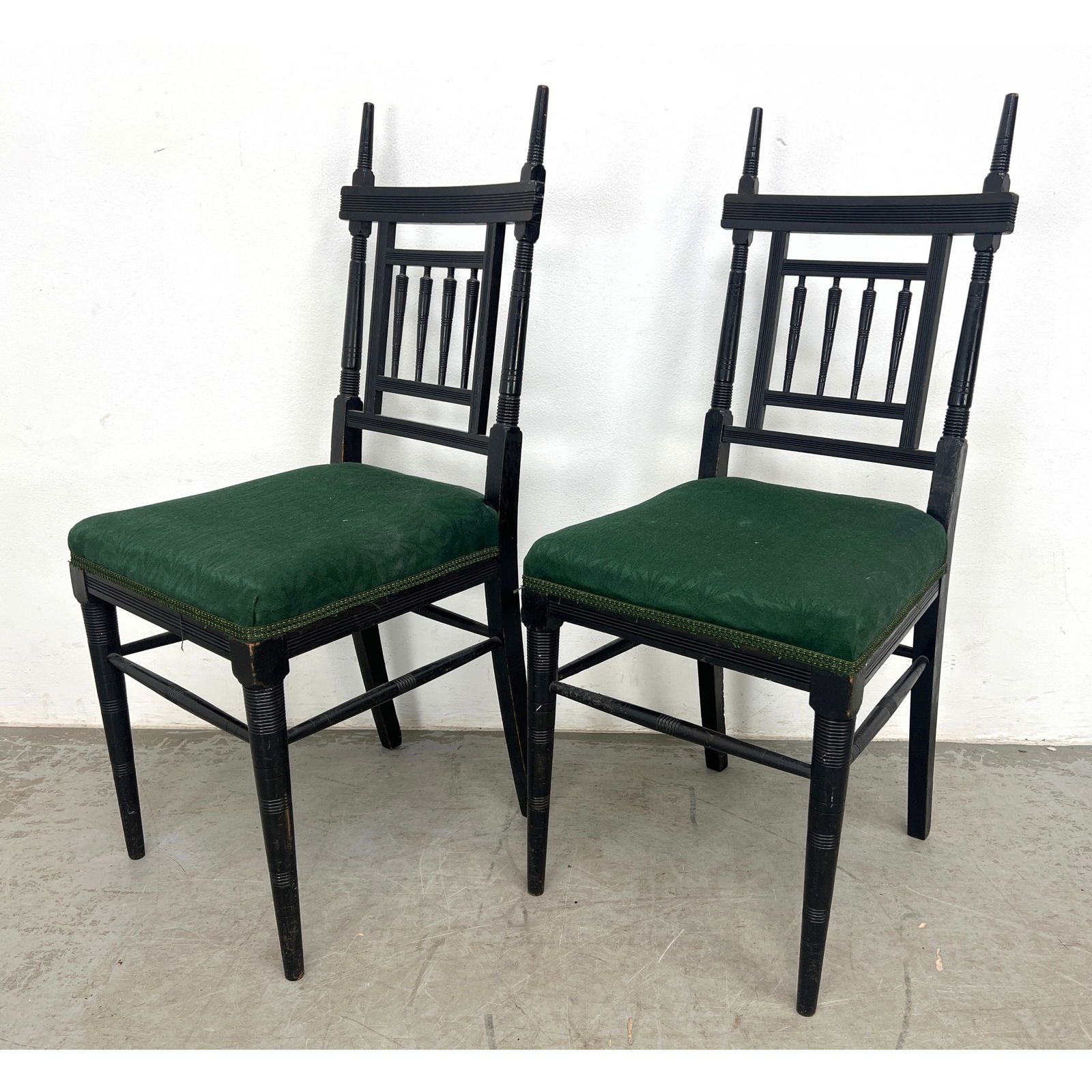 Pair Antique Victorian Side Chairs. Frank Furness Style. Ebonized. (1 of 8)