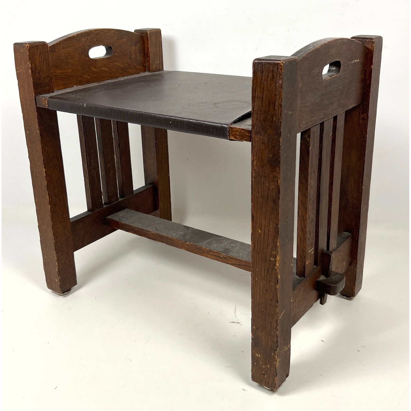 Vintage Mission Arts and Crafts Oak Bench Stool. Thru tenon. (1 of 12)