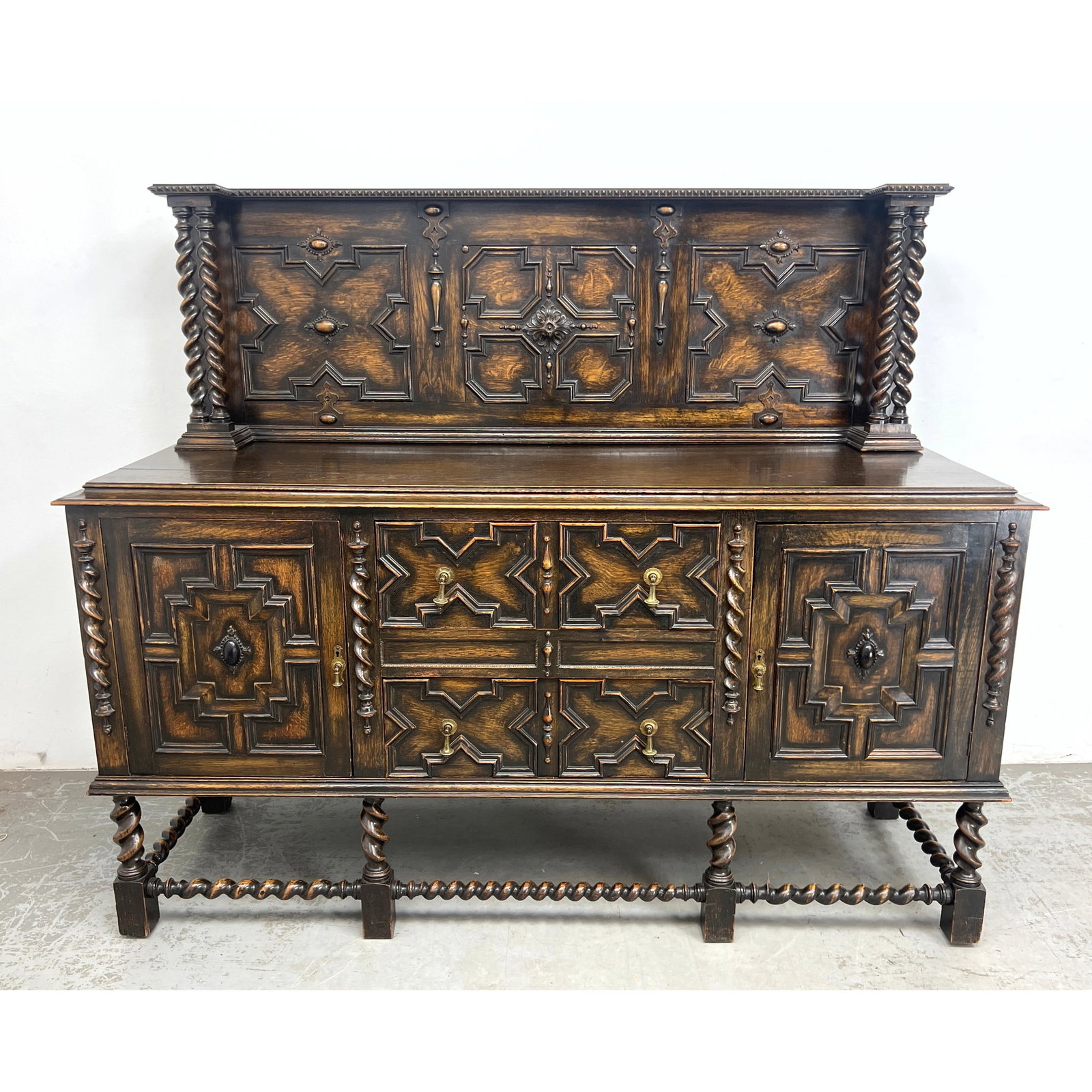 Day 4 - Large Jacobean Style Sideboard Cabinet with Barley Twist Columns. (1 of 17)