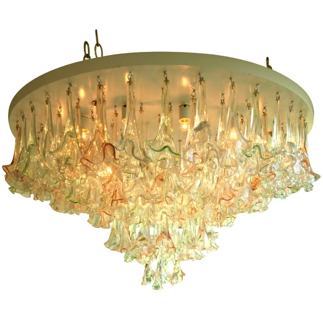 Extra Large Murano Glass Flush mount Chandelier with Bell Flower pendants. Different colors. (1 of 17)