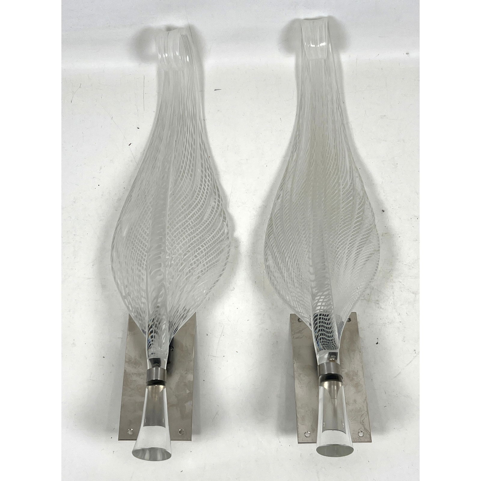 Pair Murano Art Glass Wall Plate Sconces. Franco Luce style. (1 of 8)