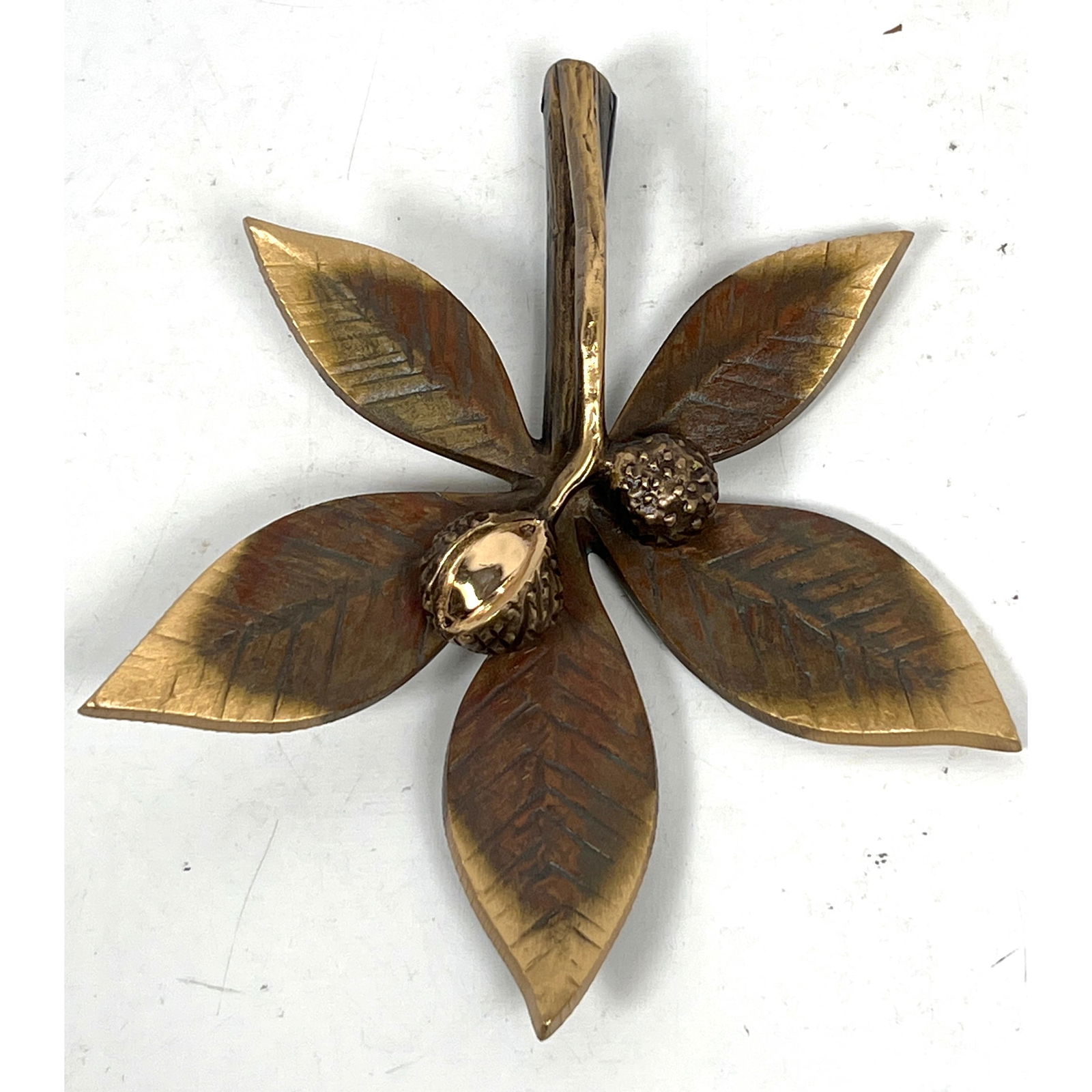 COLBY SMITH Brass Naturalist Door Knocker. Ohio Buckeye Leaf and Bud. Signed. Original receipt and p: COLBY SMITH Brass Naturalist Door Knocker. Ohio Buckeye Leaf and Bud. Signed. Original receipt and paperwork. Dimensions: Height: 8.5 inches, Width: 7.5 inches, Depth: 1.5 inches. --- US Packing and S