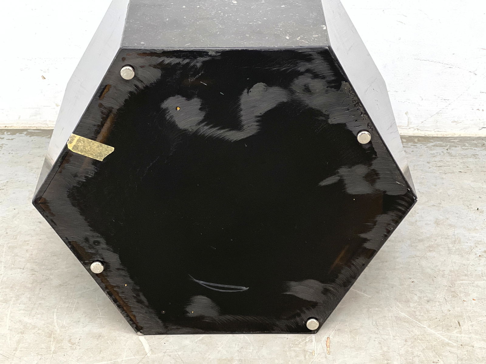 Stone Veneer Hexagonal Pedestal Side Table. - 6