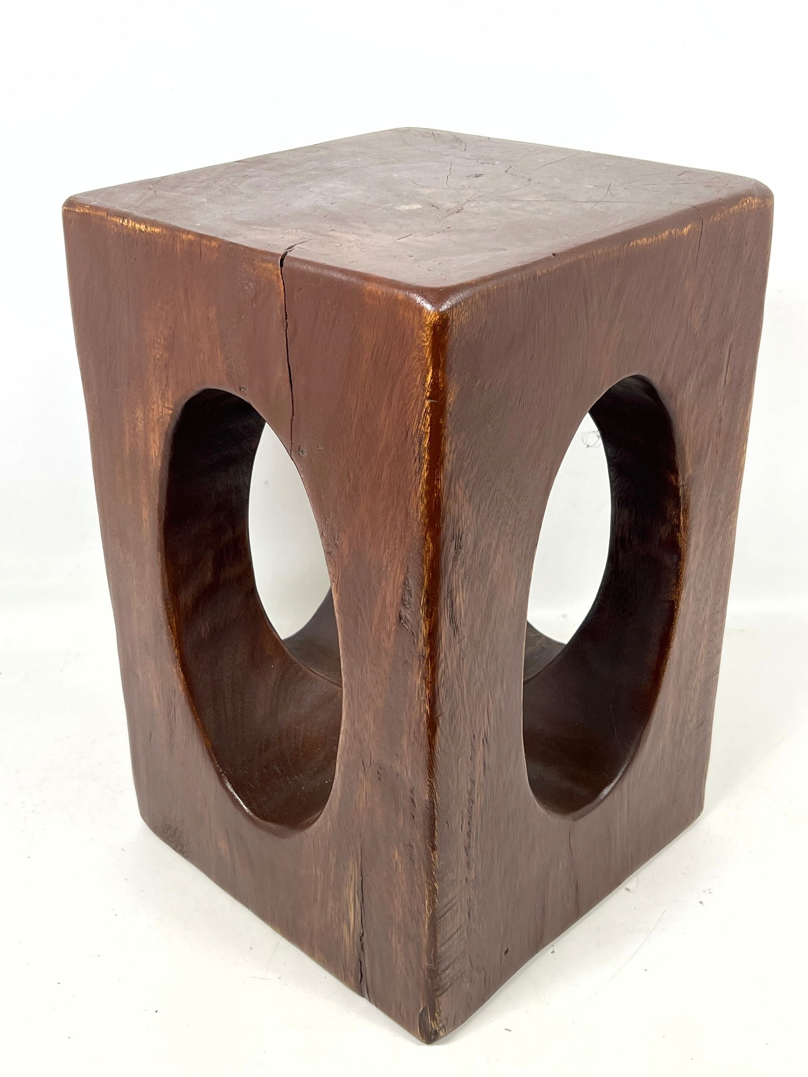 Solid Wood Pedestal Accent Stool Table. - 5