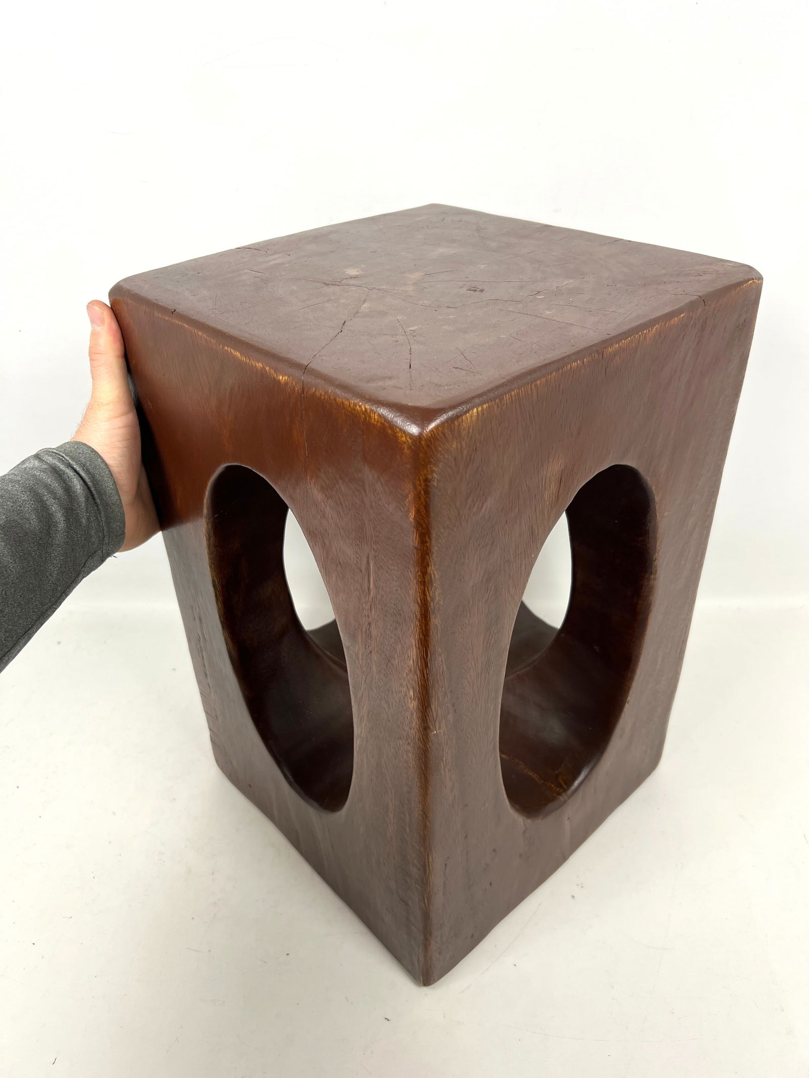 Solid Wood Pedestal Accent Stool Table. - 9