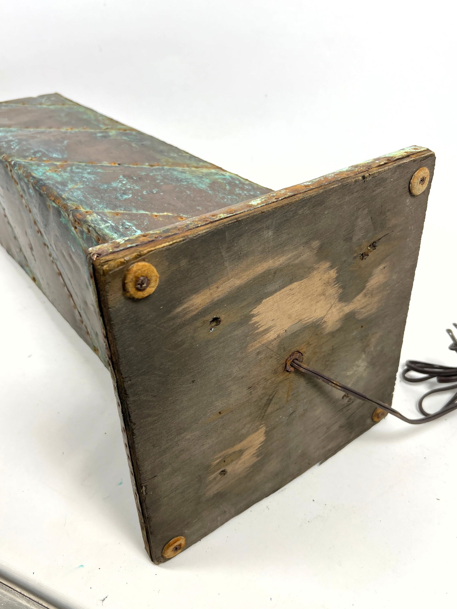 Brutalist Copper Clad Column Table Lamp. - 11