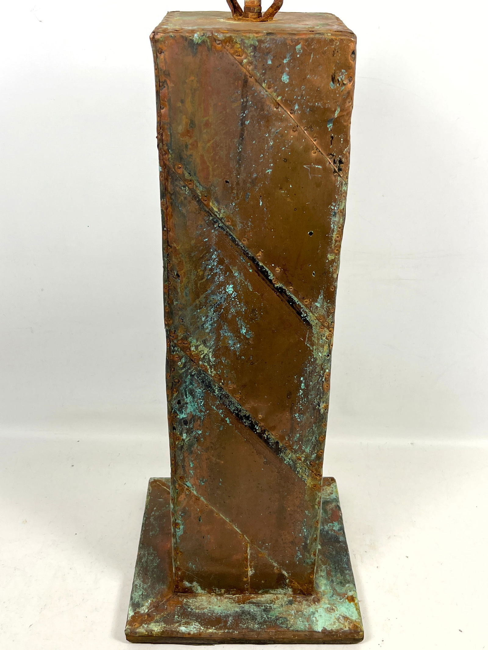 Brutalist Copper Clad Column Table Lamp. - 2