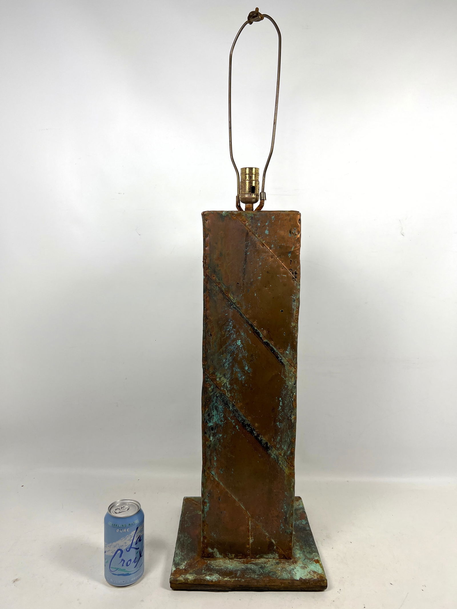 Brutalist Copper Clad Column Table Lamp. - 3