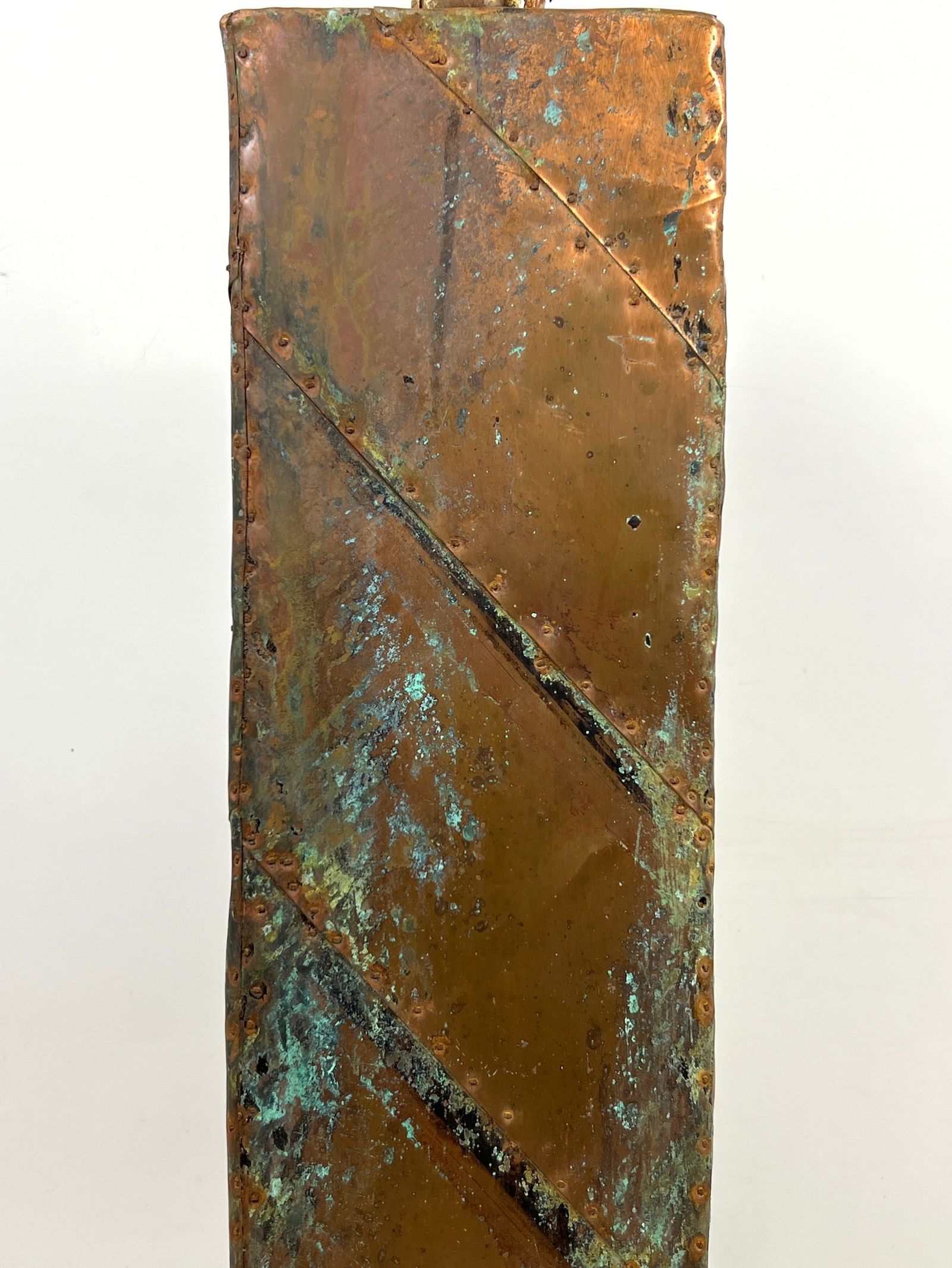 Brutalist Copper Clad Column Table Lamp. - 5