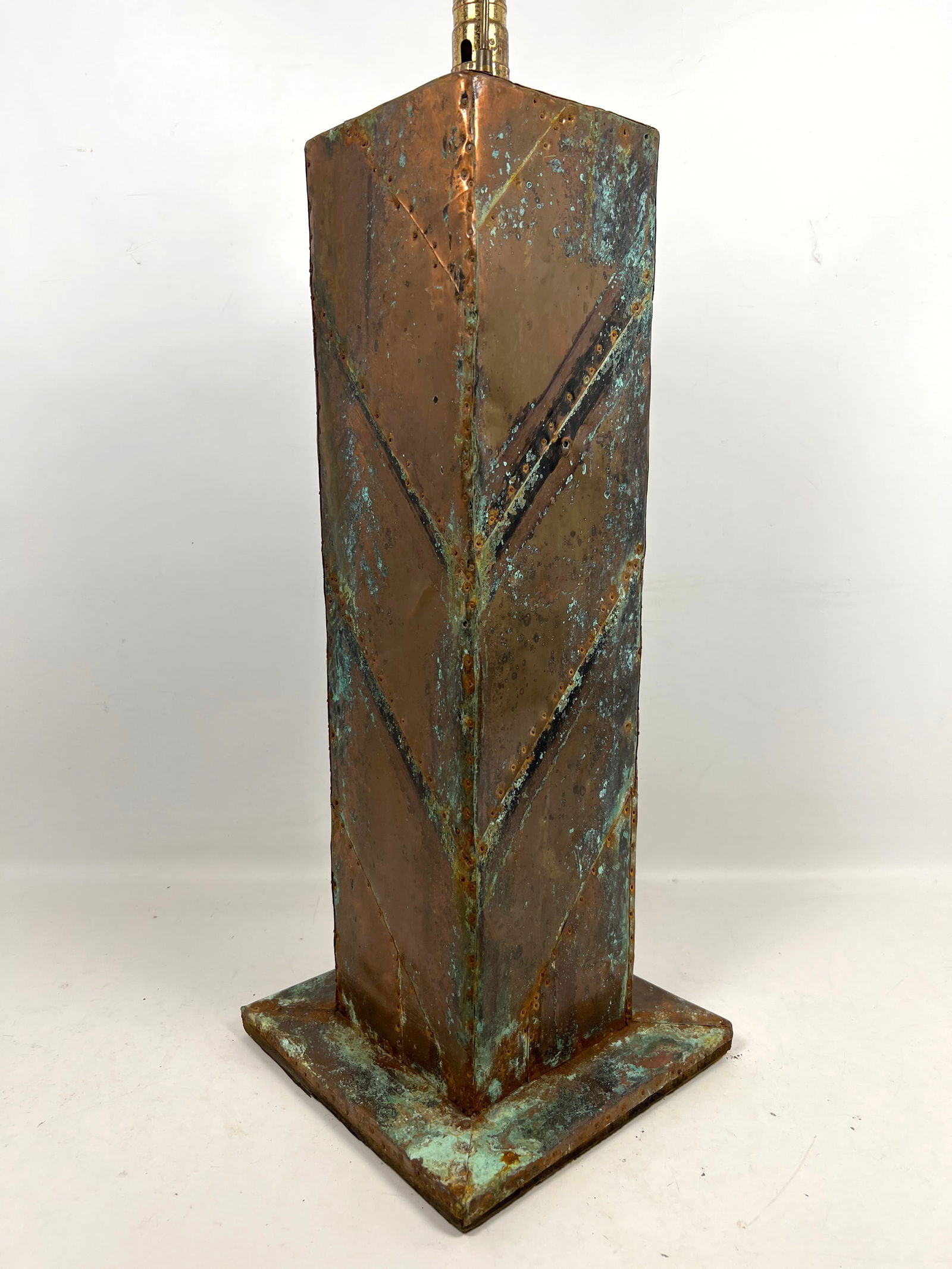 Brutalist Copper Clad Column Table Lamp. - 6