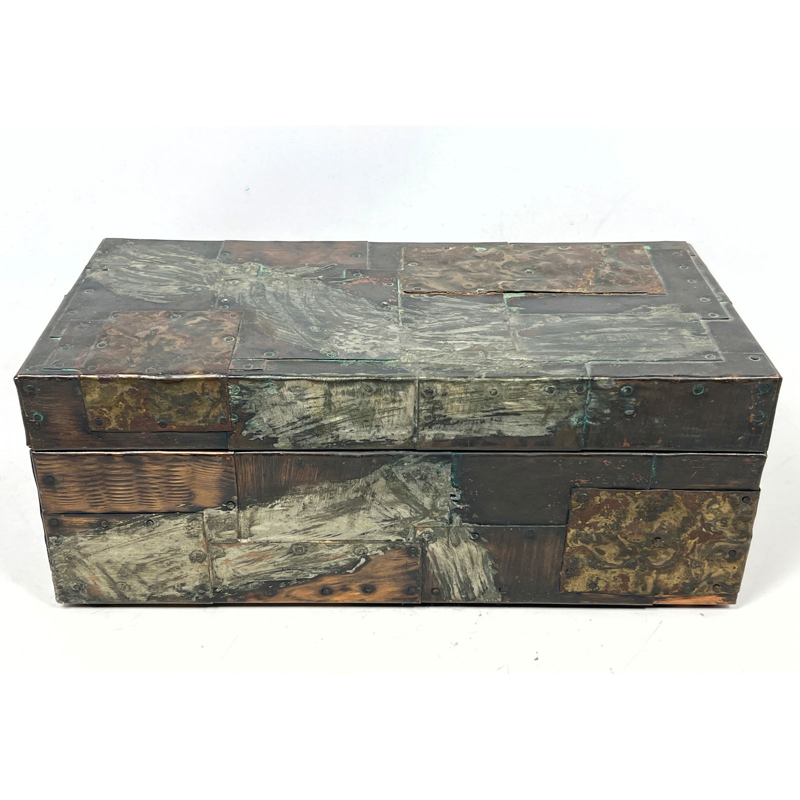 Original PE 68 Paul Evans Studio Rare Patchwork Hinged Box New Hope, PA 1968 Signed PE 68 on back Pa (1 of 12)