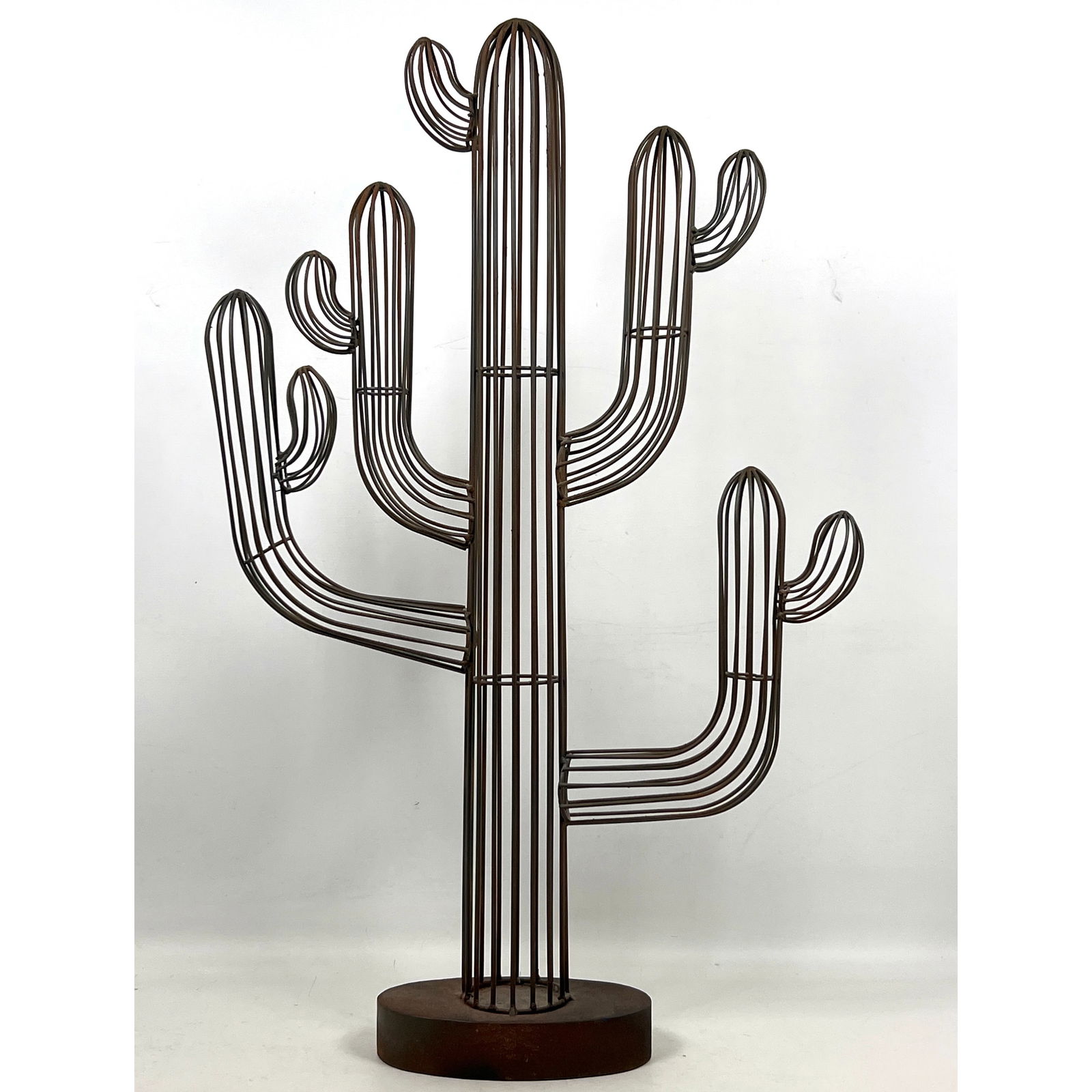 30" Iron Saguaro Cactus Sculpture. Iron rods create multi branched Cactus. Iron Base.: 30" Iron Saguaro Cactus Sculpture. Iron rods create multi branched Cactus. Iron Base. Dimensions: Height: 30 inches, Width: 18.5 inches, Depth: 4.75 inches. ---