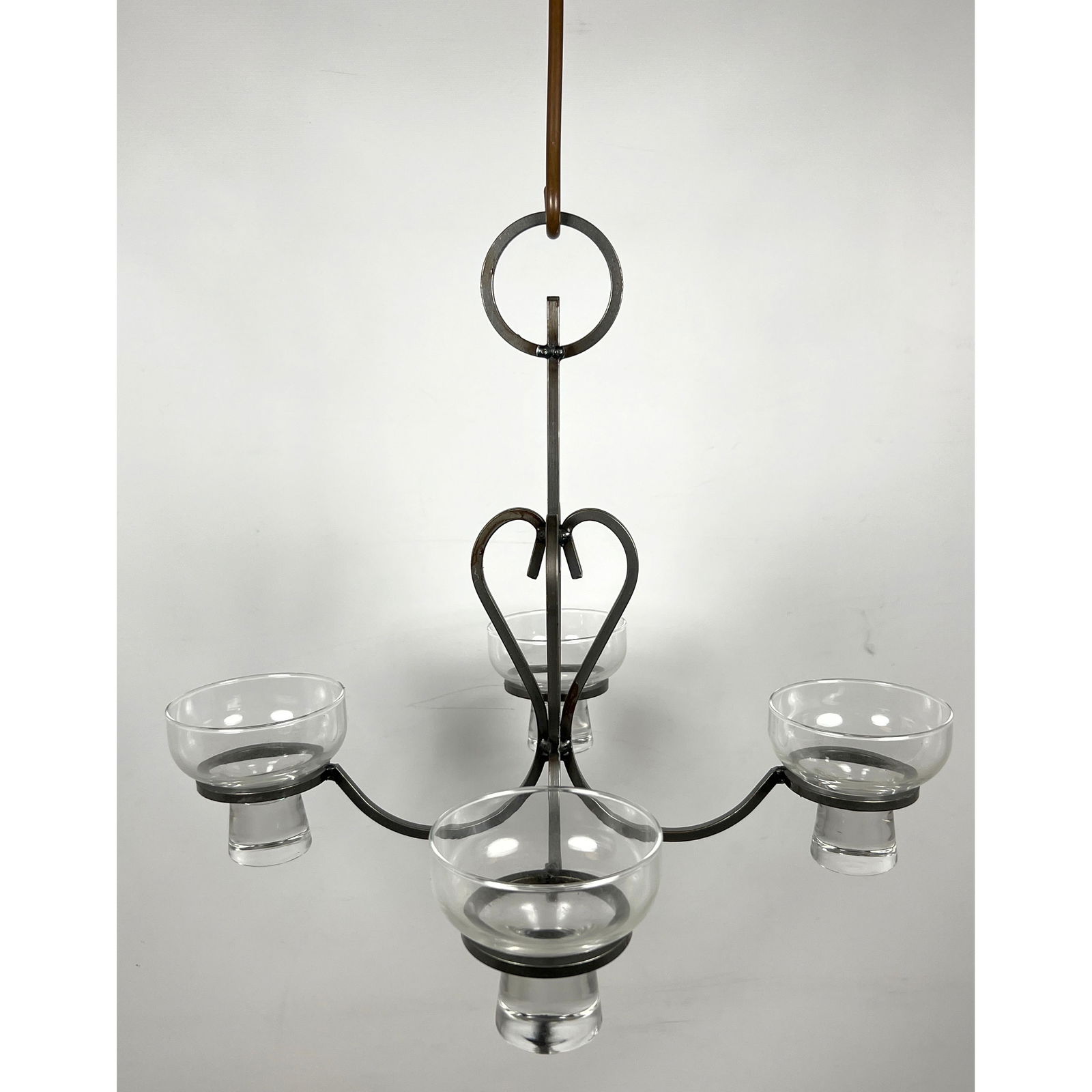 Boda Smide Attributed, Sweden, Hanging Candleholder, metal and glass (1 of 11)