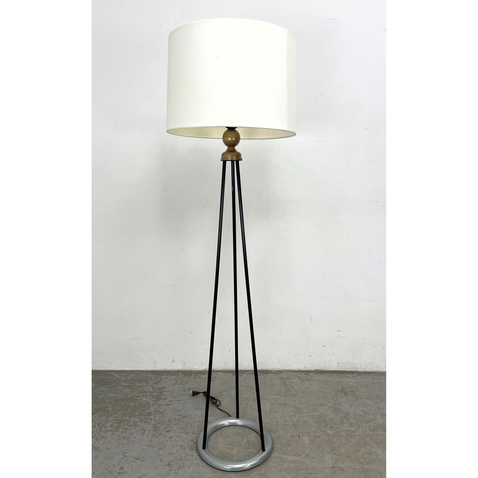 Black tripod base Saturn Ring Floor Lamp. New Shade. Possibly Inspired by Gerald Thurston. (1 of 7)