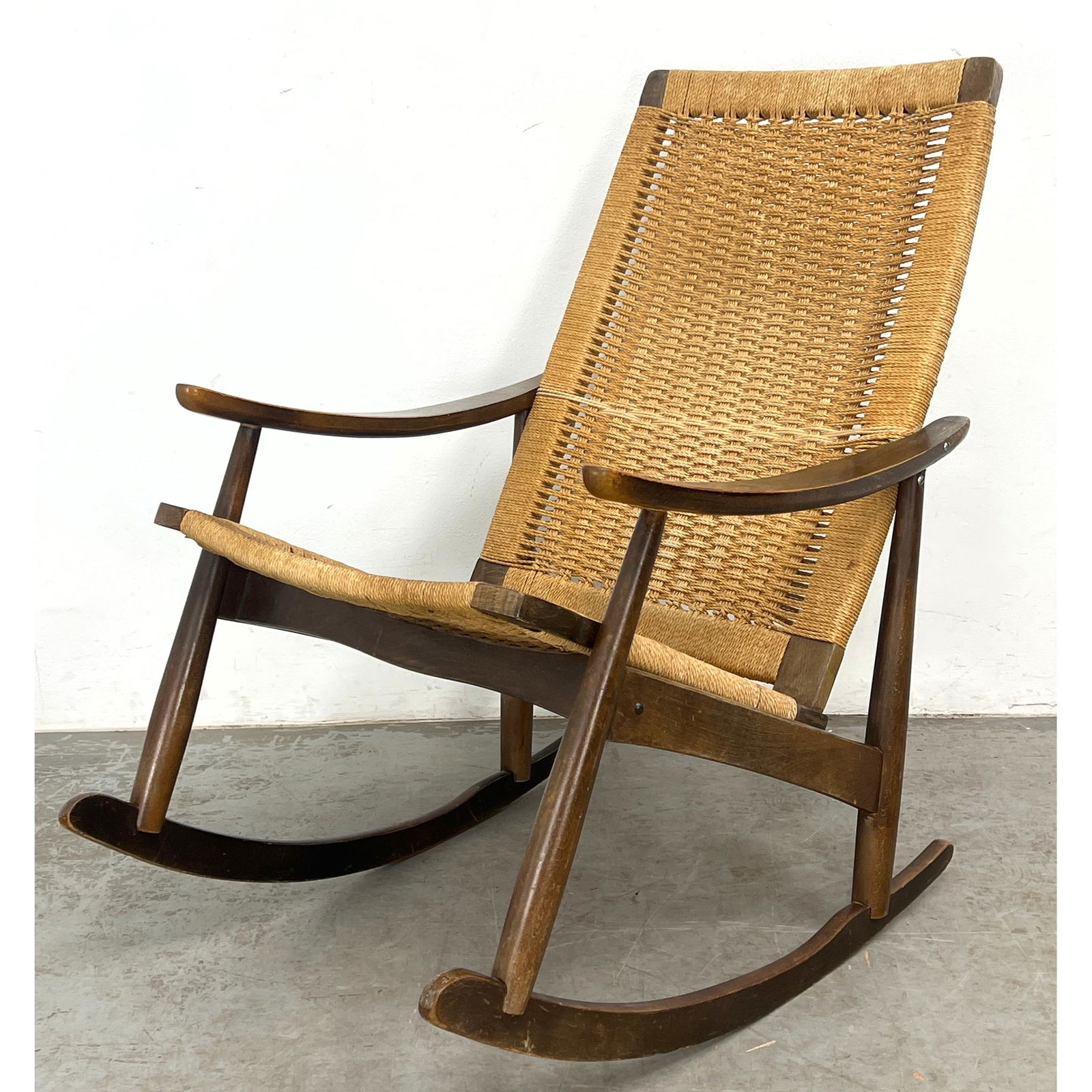 Hans Wegner Style Rope Rocking Chair. Unmarked. (1 of 9)