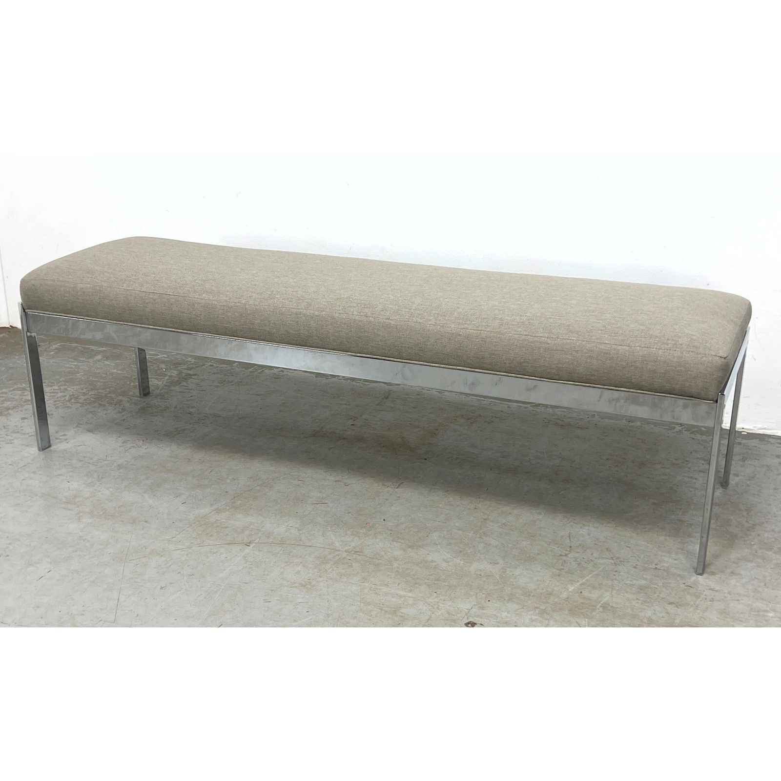 Barcelona style vintage bench. Newly upholstered Knoll fabric on Polished Chrome Frame. (1 of 8)