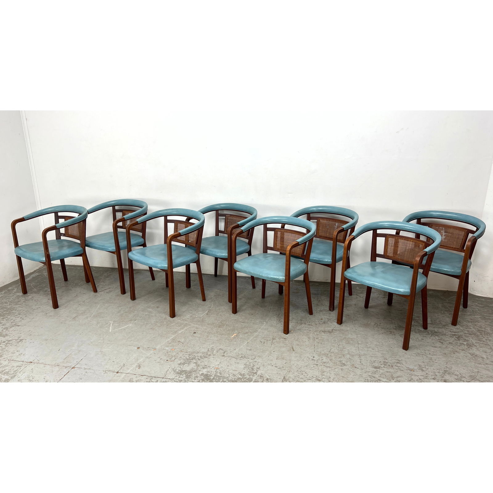 Set 8 Dunbar Berne Indiana Arm Chairs. Edward Wormley. (1 of 15)