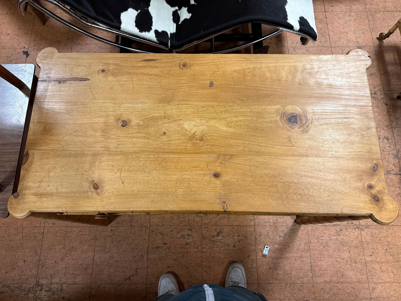 English Pine Faux Bamboo writing Desk. Solid wood. - 7