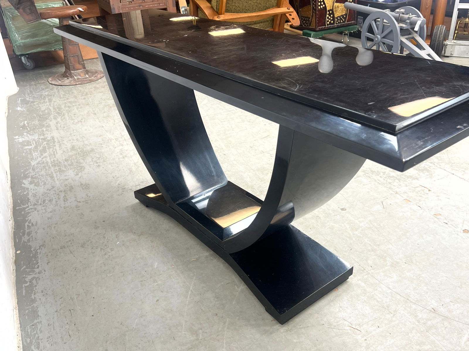Art Deco Style Black Lacquer Console Sofa Table. - 7