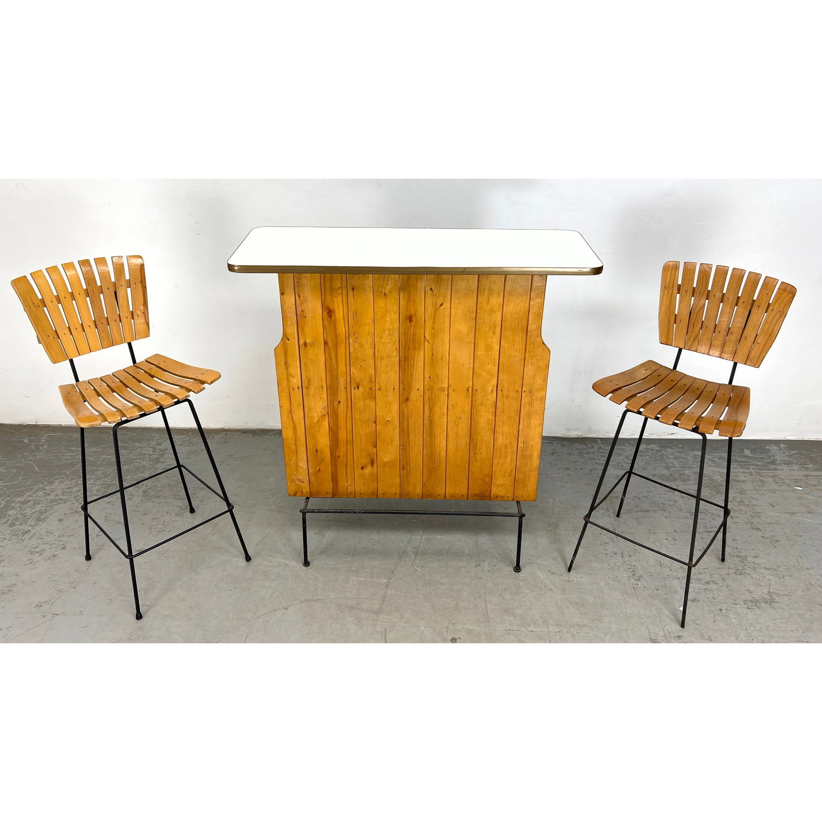 3pcs Arthur Umanoff Bar Set. Bar and 2 Stools. Laminate top. (1 of 15)
