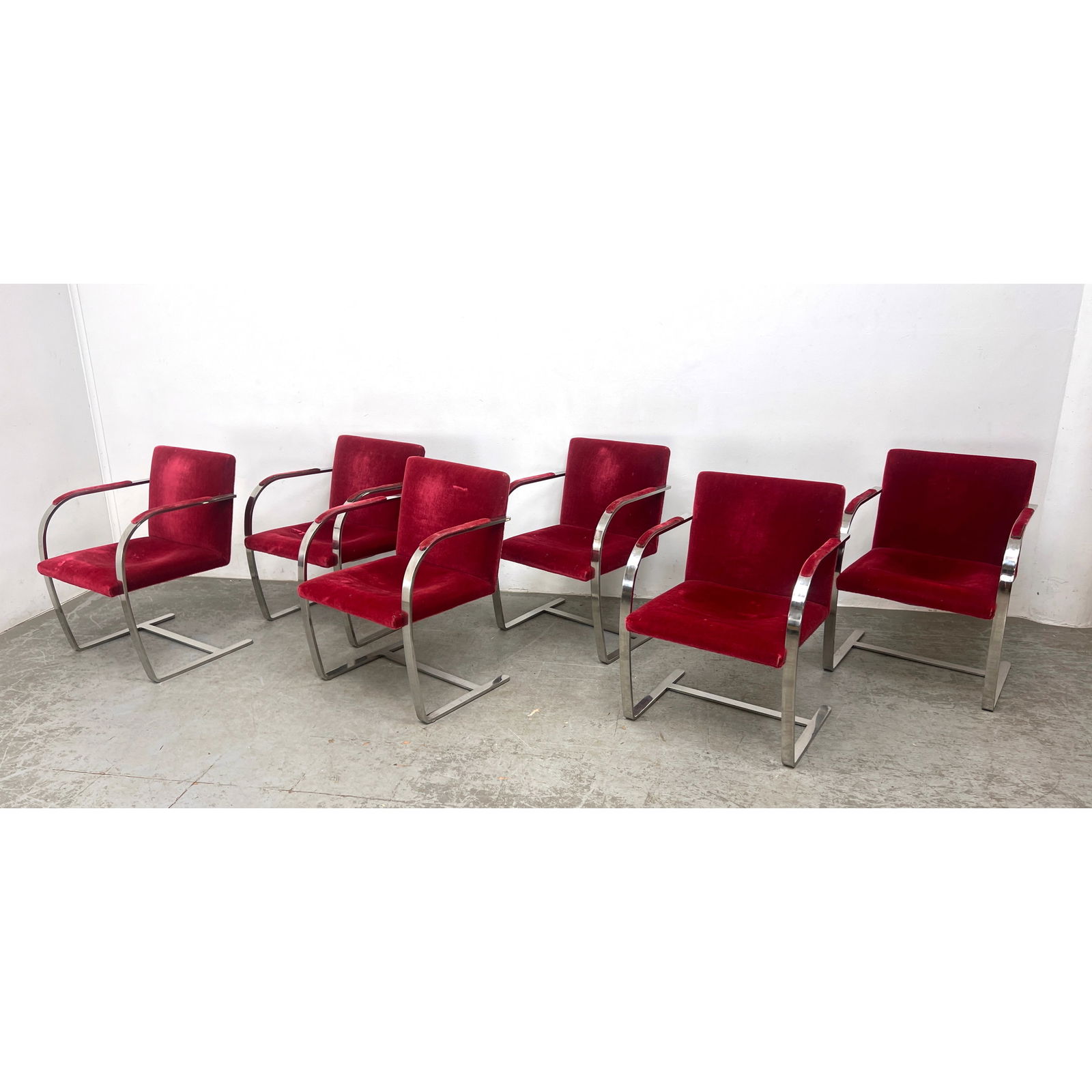 Set of 6 Brno flat bar chairs designed by Ludwig Mies van der Rohe for Knoll. Unmarked. (1 of 12)