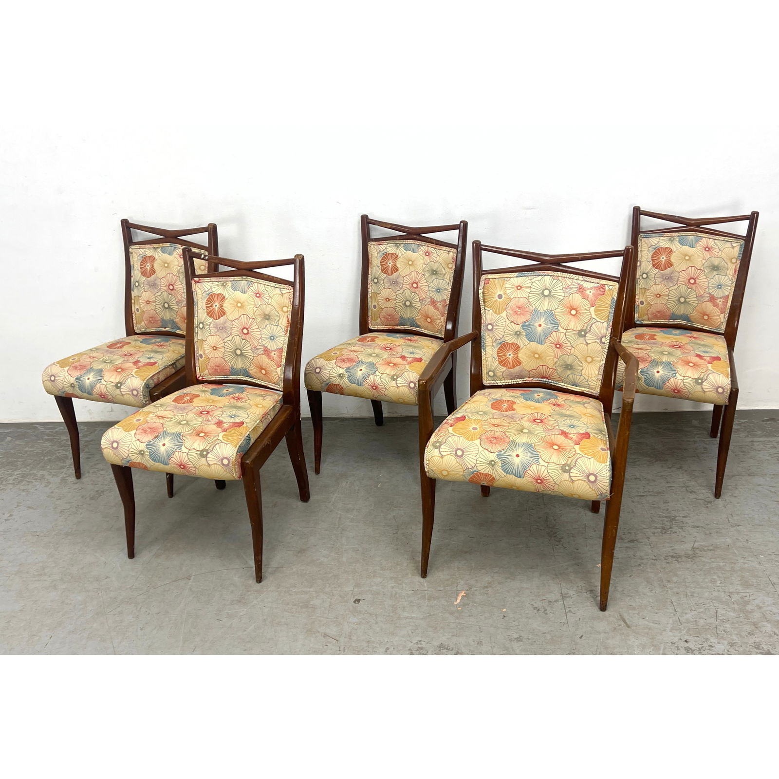 Italian Style Mid-Century Modern Dining Chairs, Walnut Frames, X-Back Crest, Vintage Mid Century Mod (1 of 16)