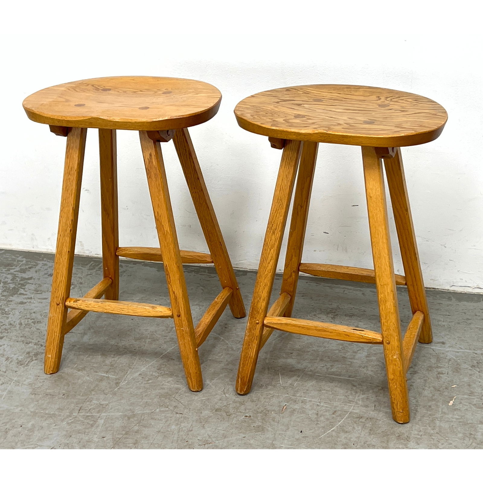 Pair HUNT Country Counter Stools. Contoured saddle-style seat. (1 of 12)
