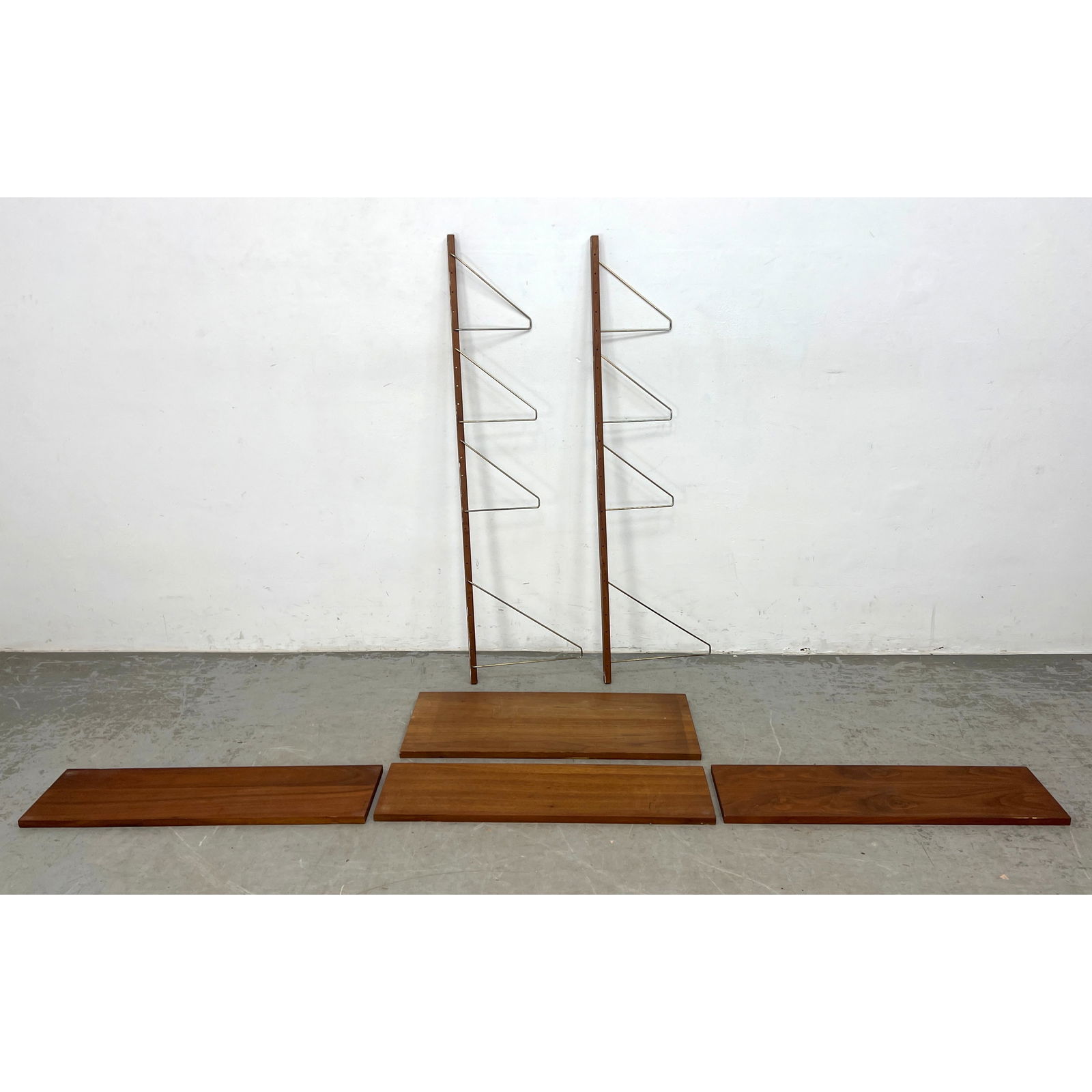 Teak and Brass Poul Cadovius Style Wall Mounted Shelving unit (1 of 10)