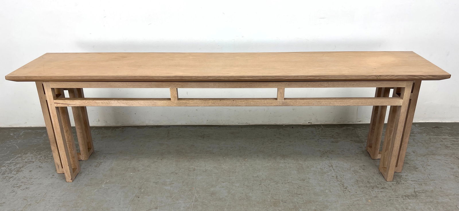 Long Sofa Console Table inspired Frank Lloyd Wright inspired base construction. - 4