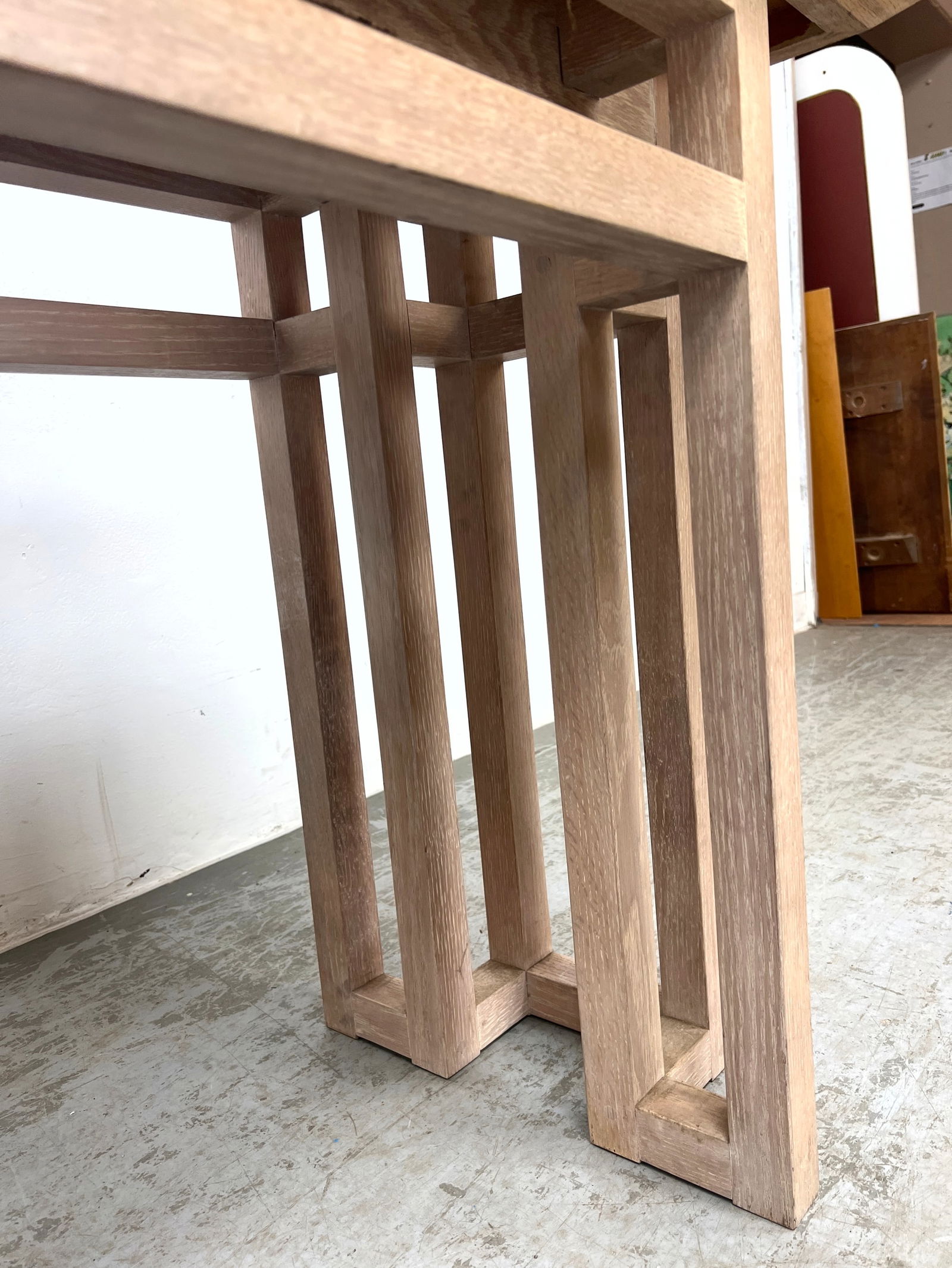 Long Sofa Console Table inspired Frank Lloyd Wright inspired base construction. - 9