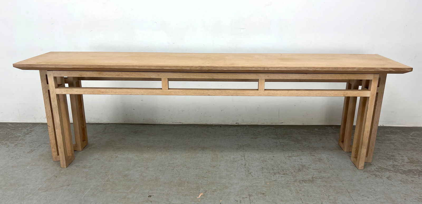 Long Sofa Console Table inspired Frank Lloyd Wright inspired base construction. - 4