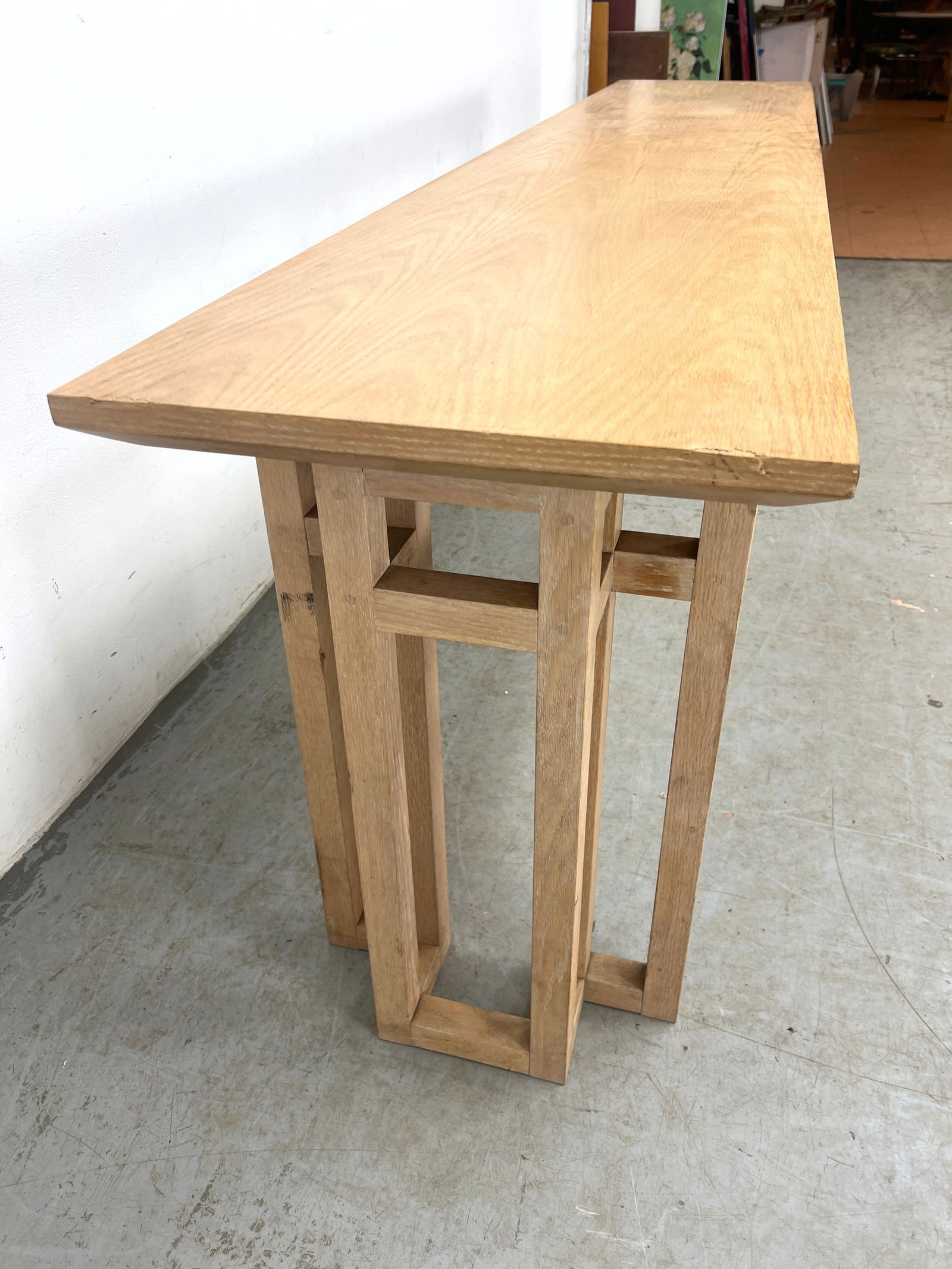 Long Sofa Console Table inspired Frank Lloyd Wright inspired base construction. - 5