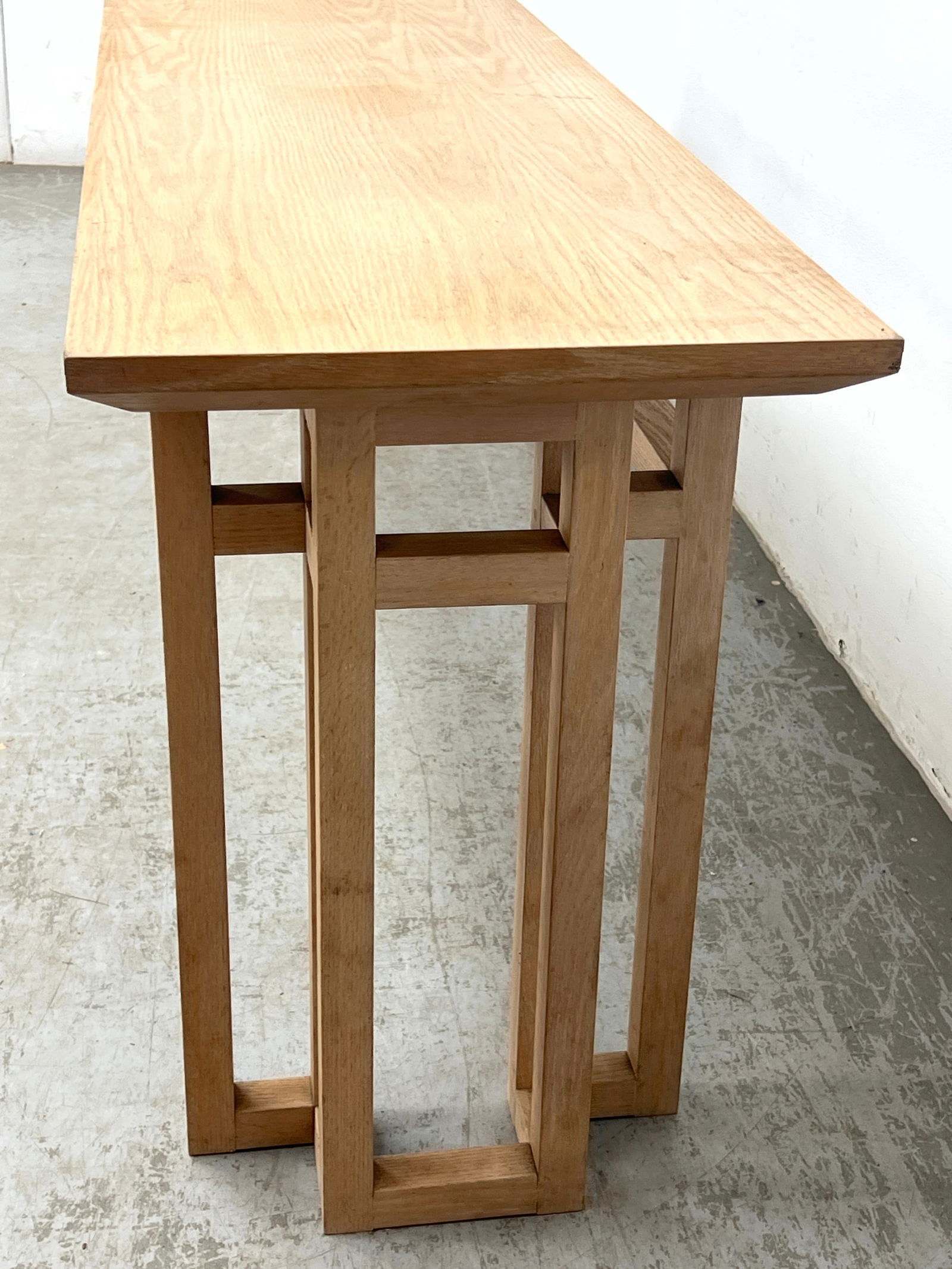 Long Sofa Console Table inspired Frank Lloyd Wright inspired base construction. - 7